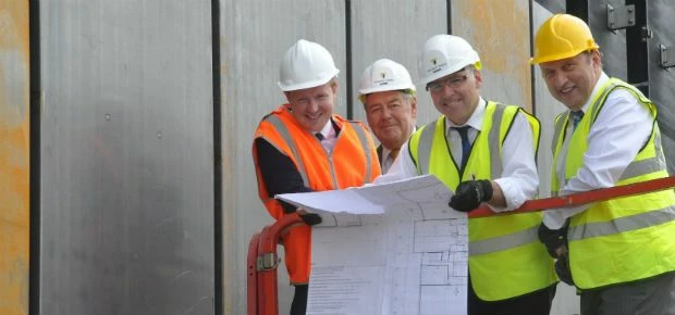 L-R Lee McLaughlin, FaulknerBrowns; Cllr Eddie McAtominey; Glyn Jones, Willmott Dixon; Rick O’Farrel