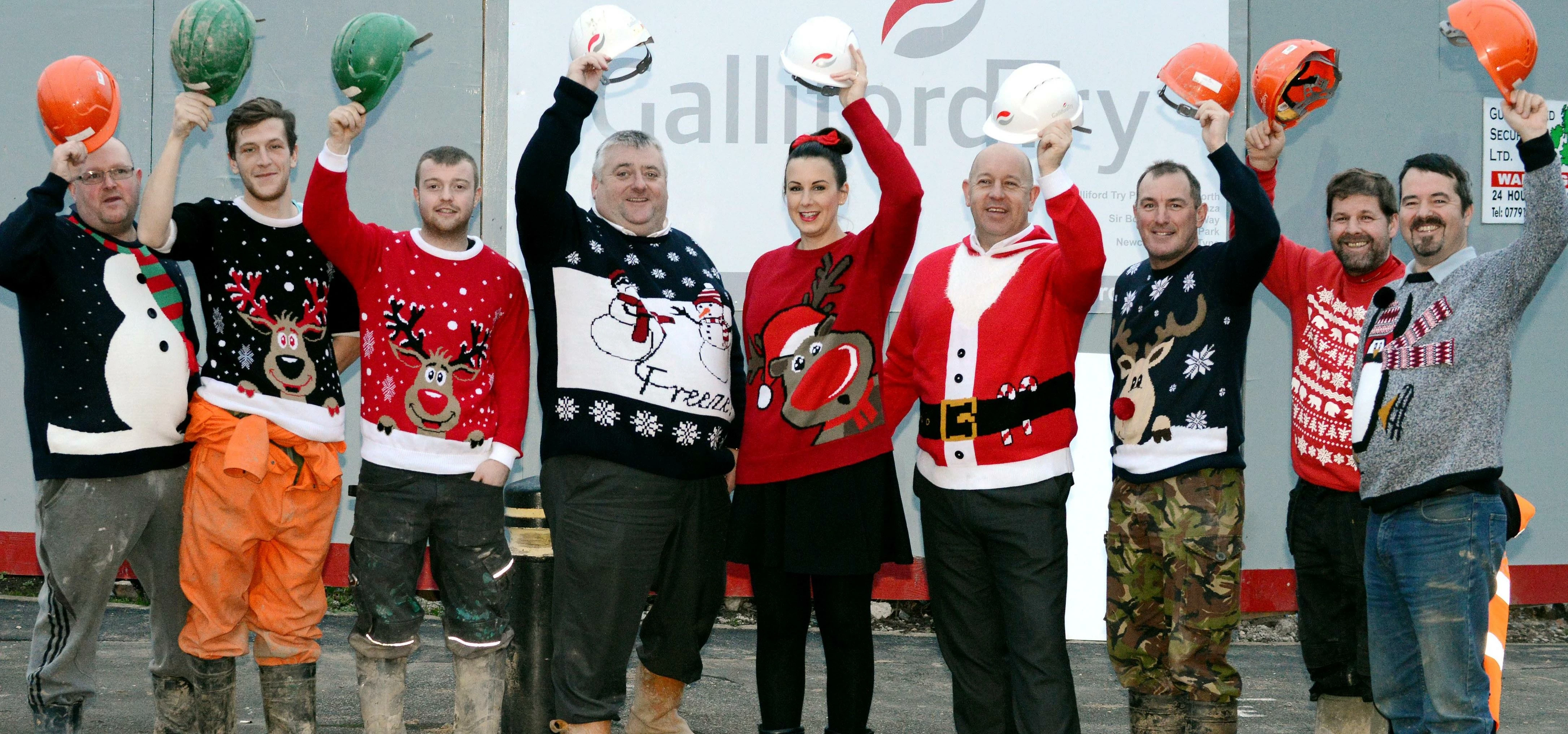 Sonia Graham with Gary Easton (to her left) and workers from the North Street site.