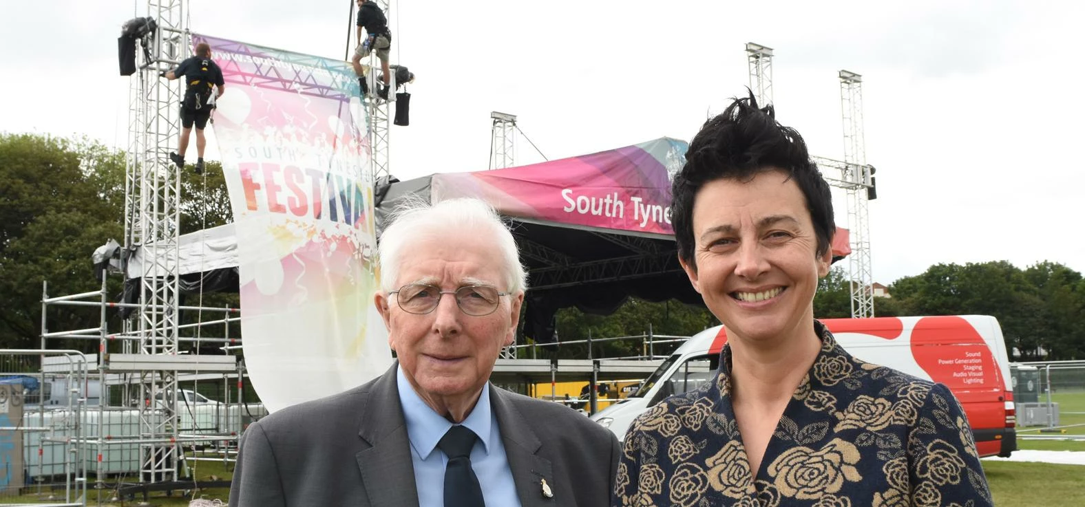 Cllr Alan Kerr watches the stage being set for the South Tyneside Festival’s Sunday Concert series a