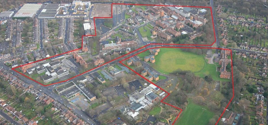 Ariel view of Selly Oak site.