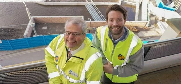 Project Director Ian Beaumont (left) and Carillion Building’s Michael Gallon overlooking the hydro-t