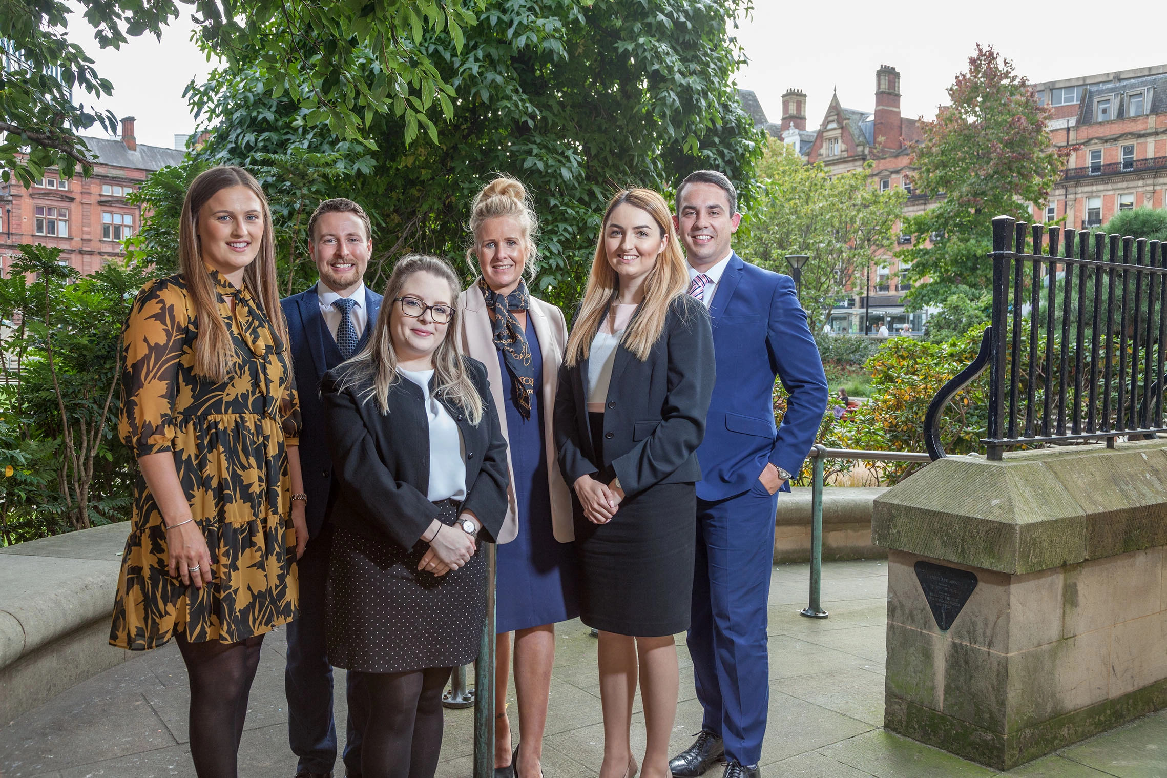 (Left to right): Taylor&Emmet's new trainees, Beth Jenkins, Kris Little and Martha O'Toole are welcomed to the firm by head of HR, Sharna Poxon and newly qualified solicitors, Samantha Sims and Oliver Simpson. 