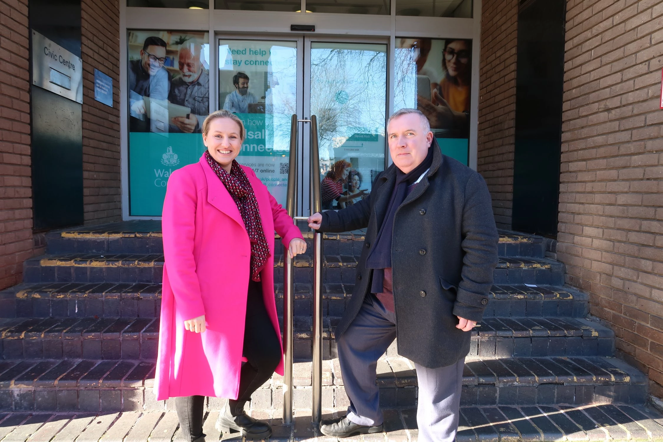 CEO Sarah Moorhouse with Cllr Adrian Andrew, Deputy Leader and Portfolio Holder for Regeneration at Walsall Council