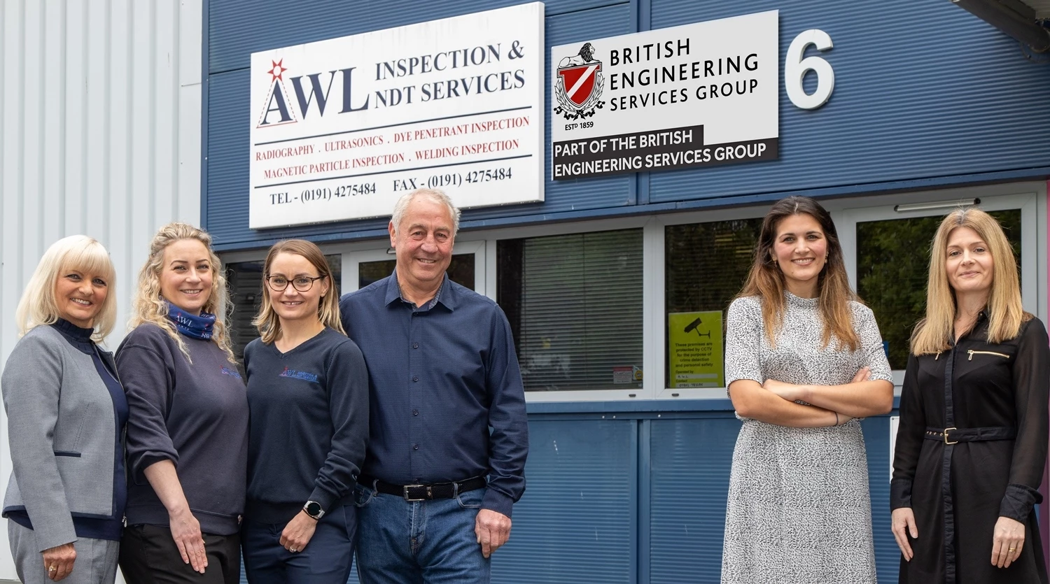 (from left) Heather, Emma, Amy and Tony Williamson with Abby Dorani and Sarah Hall of Hay & Kilner Law Firm