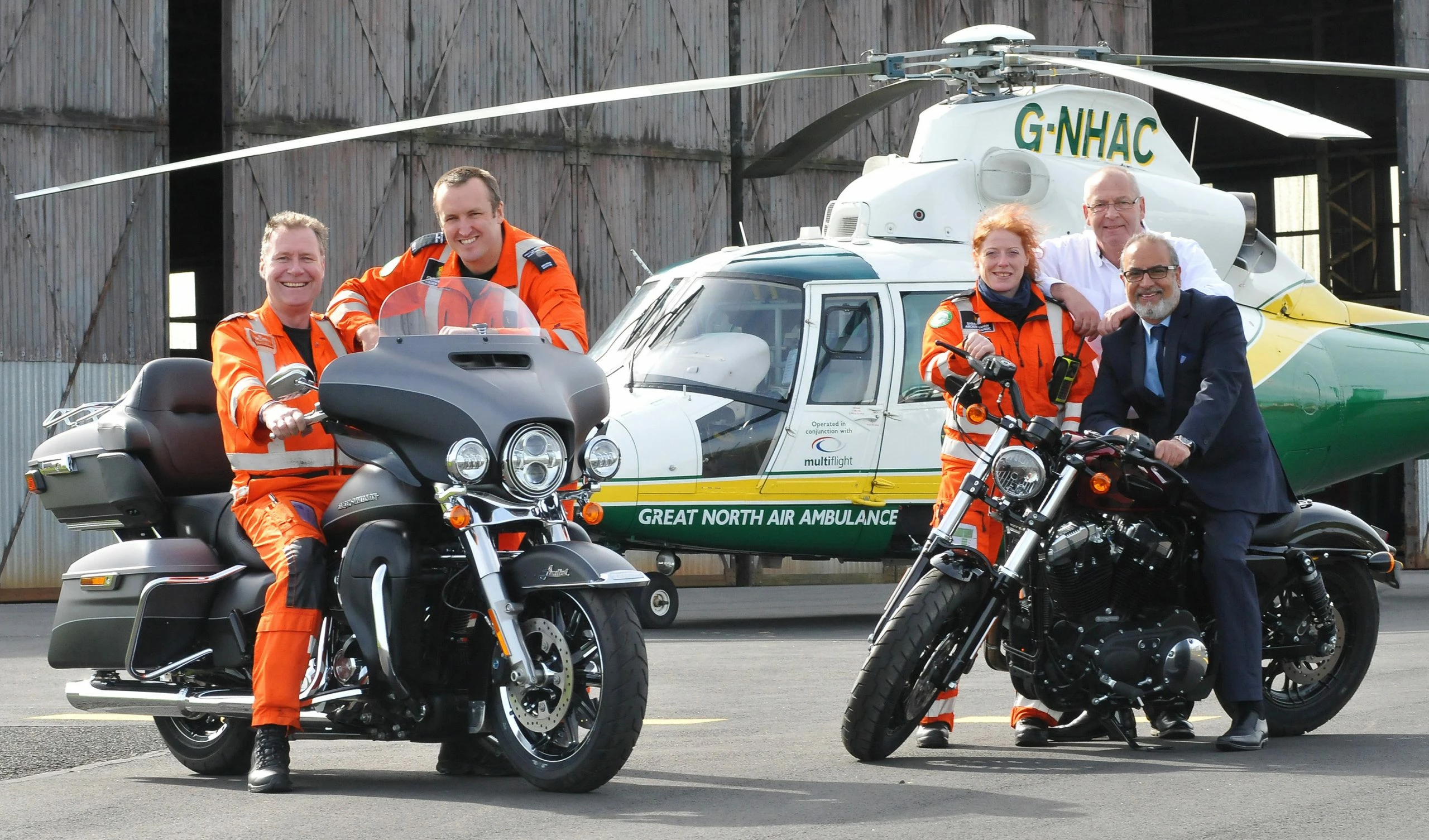 The Late Dr Nas Khan OBE with Great North Air Ambulance Crew