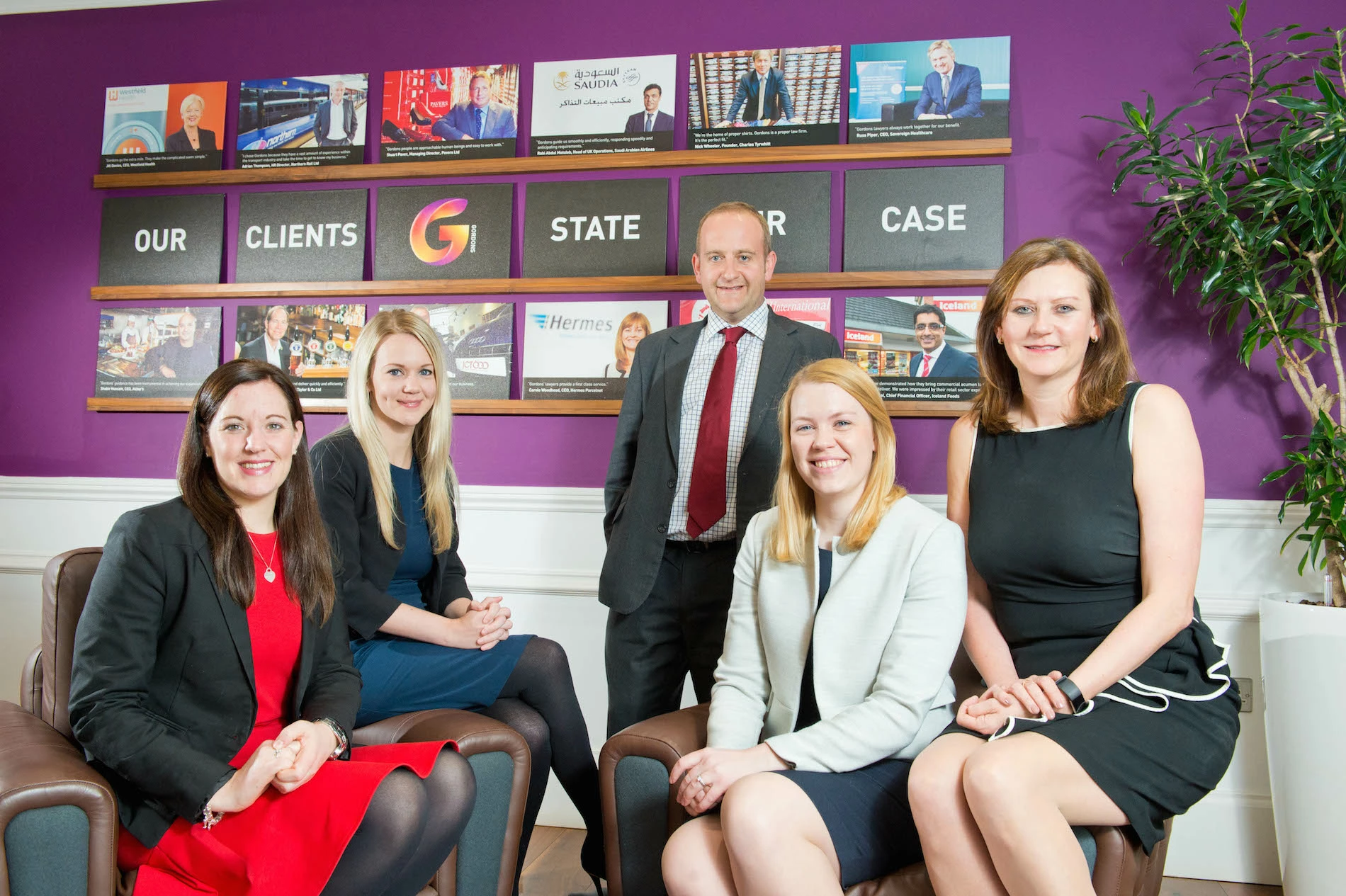 Rebecca D’Arcy, Lisa Murphy, James Fawcett (partner), Samantha Nickson and Joanne Fearnley (partner).