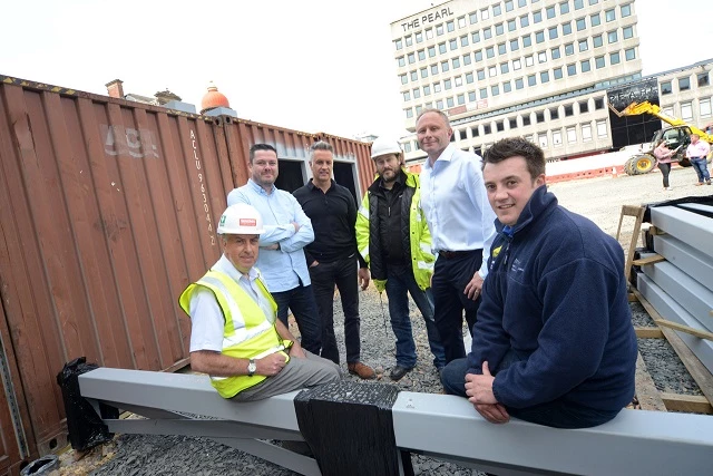 (l-r) Harry Twizell (Brims Construction), Eddie Rees (Cleveland Containers), Peter Swift (Dunwoodie Architects), Andy Turner (Patrick Parsons), Adrian Gray (Wilson Gray Consulting) and Matthew Dobson (Abbey Electrical and Mechanical Engineering). 