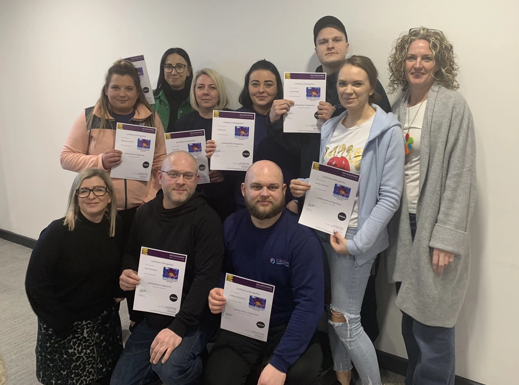 Verity Ridley at Orean (front left) and Will Matthews at Pro-Development (right) with Orean’s Future Leaders programme delegates.