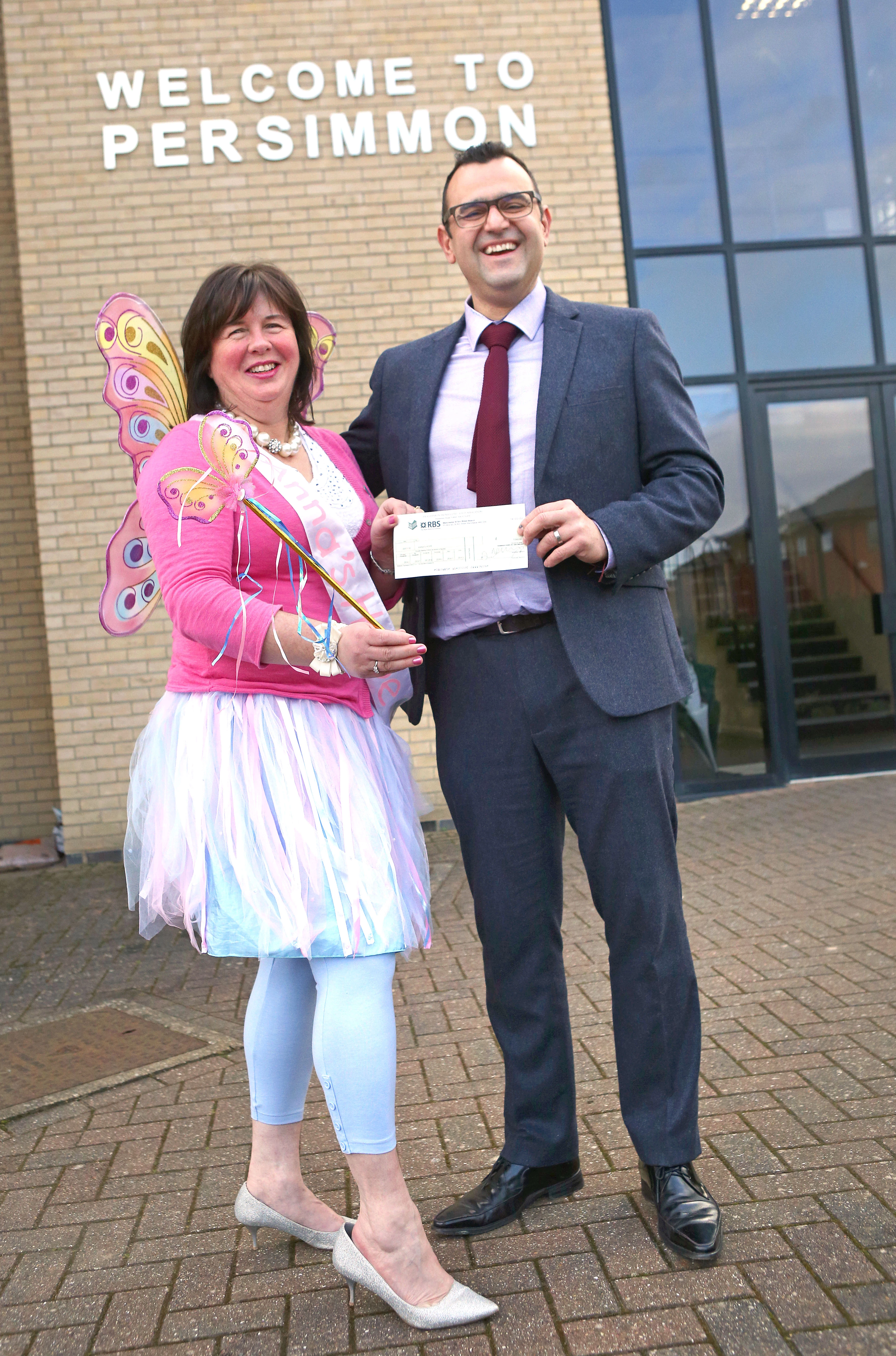 Anna's Hope founder Carole Hughes with Simon McDonald, managing director of Persimmon Homes East Midlands