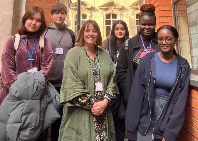 Nicky Cathery (pictured centre), Head of the Sustainability Committee at Abbey College Manchester  and Students