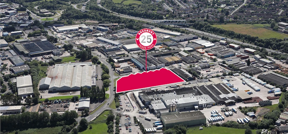 An aerial view of the site on Ashton Road