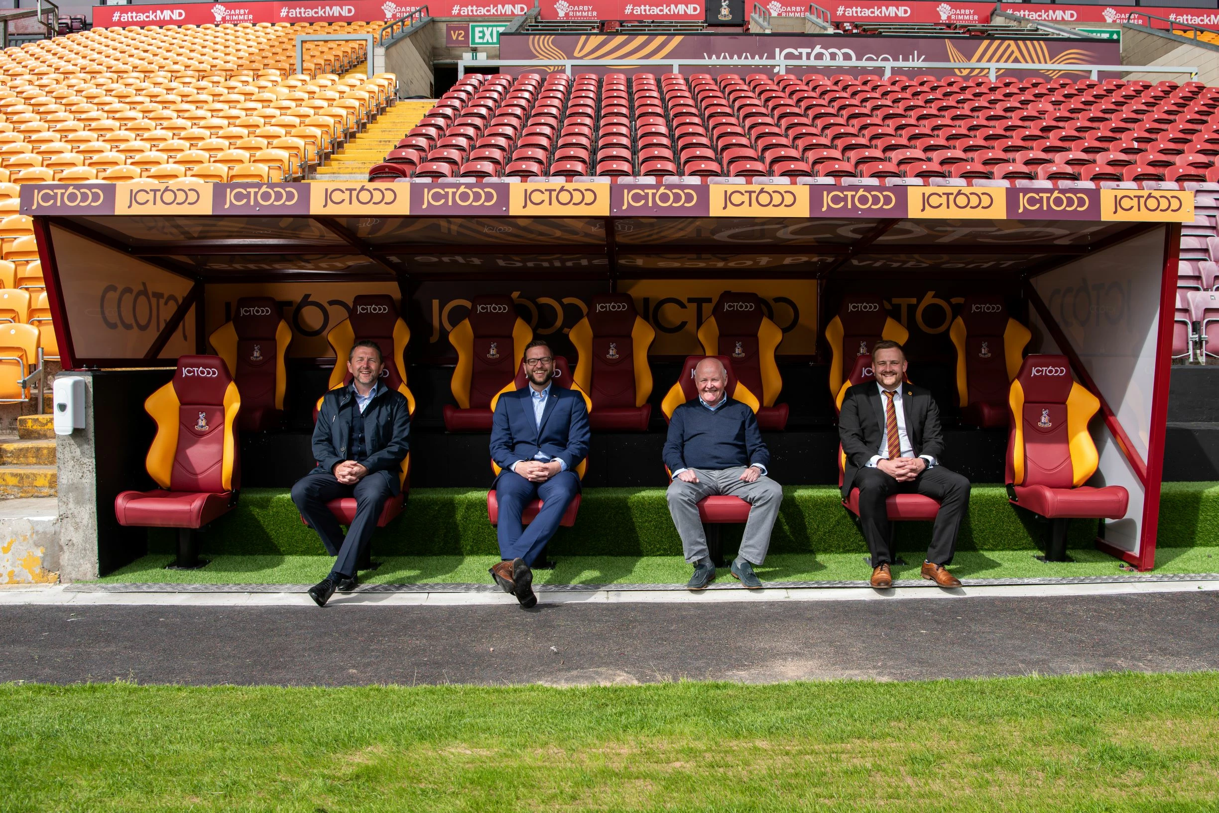 Picture shows (L to R): Mark Taylor and Andy Bateman of JCT600; Bantams chief executive officer Ryan Sparks; and Ian Tordoff of JCT600