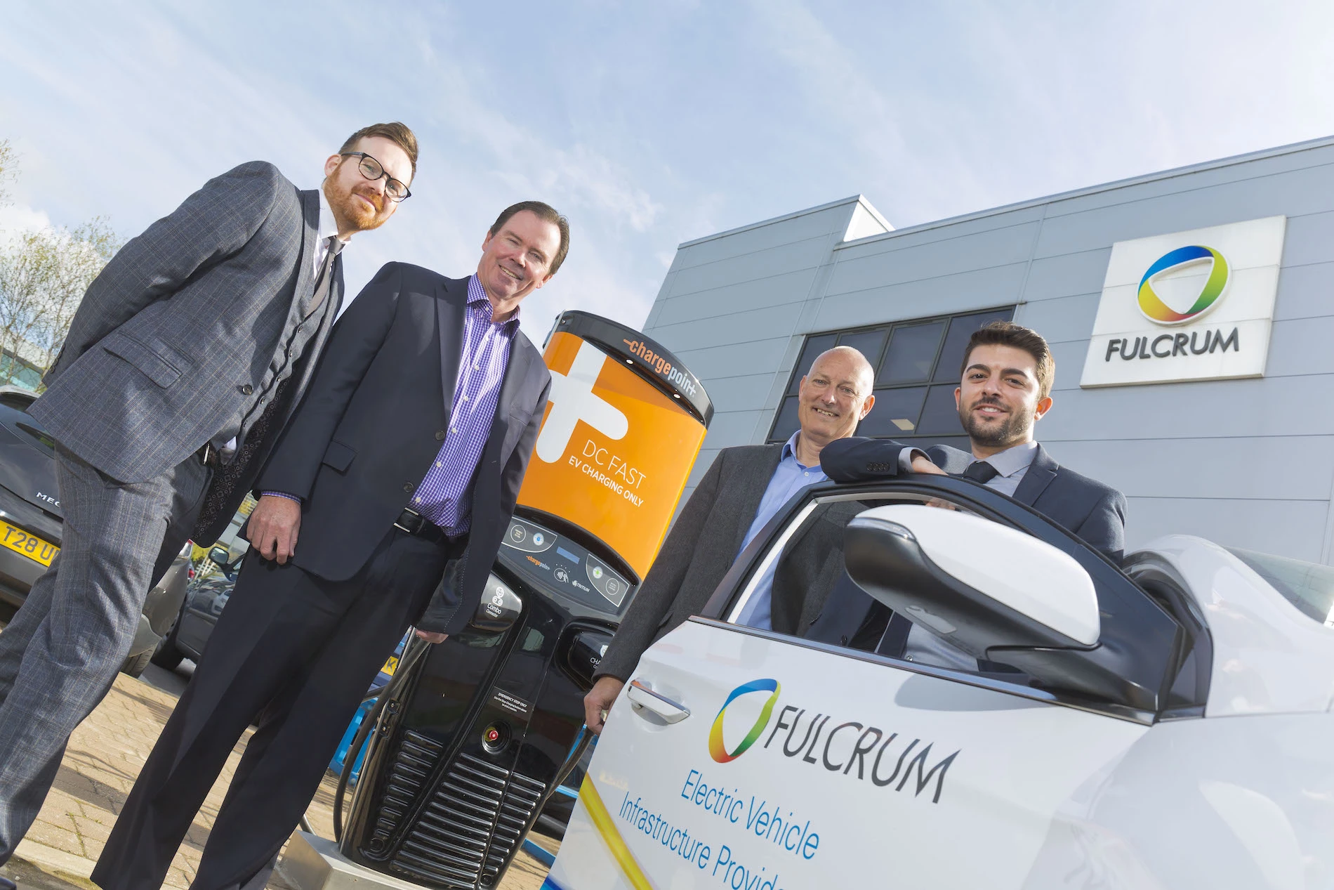 Craig Baugh, Head of Marketing & Customer Engagement (Fulcrum), John Grady, Vice President of Sales (ChargePoint), Tony Mills, Director or Sales in Europe (ChargePoint) and Foad Albakri, Head of EV Charging Solutions (Fulcrum)