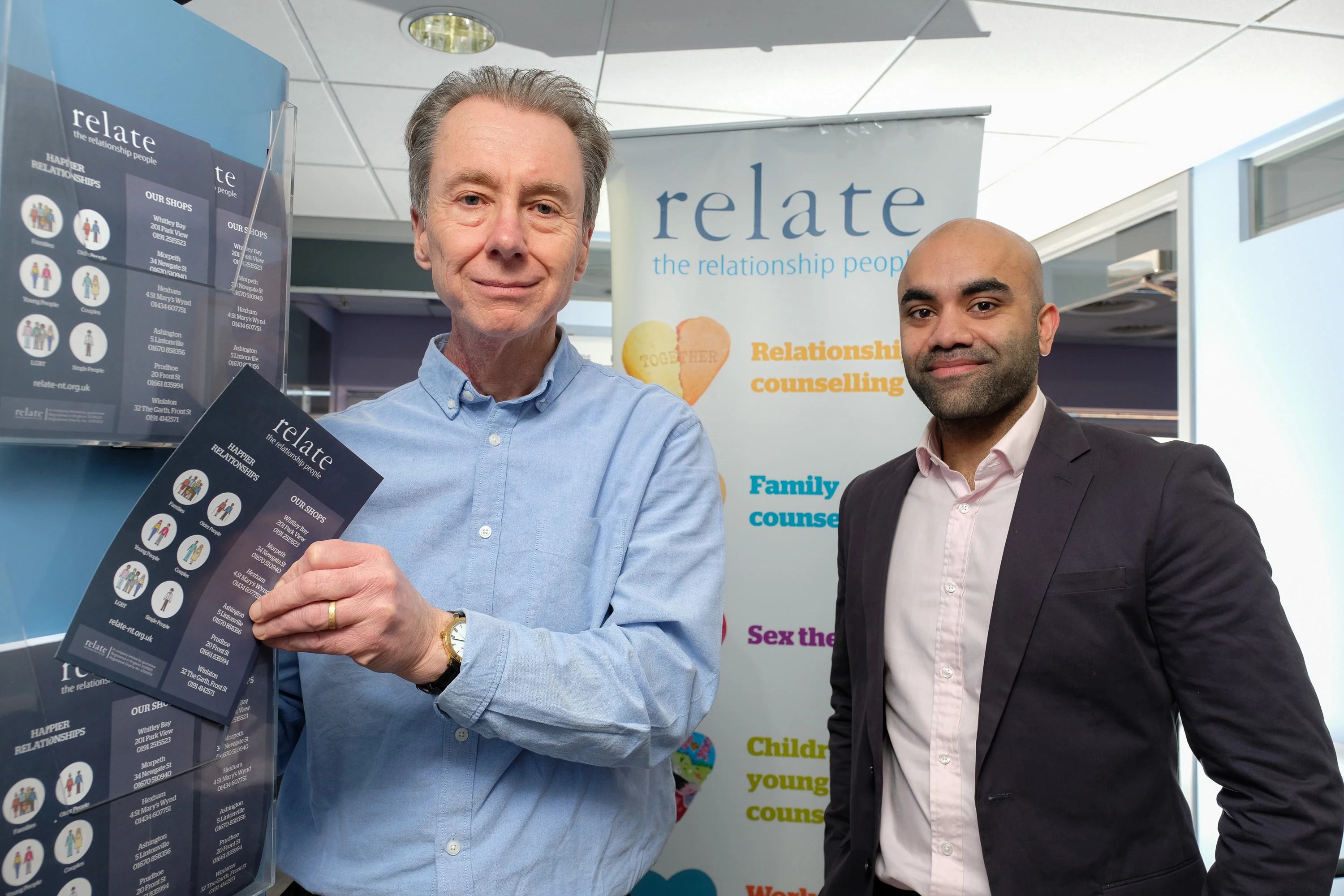 Nick Price of Relate Northumberland and Tyneside with Jabad Jaigirdar of Peter Millican Law