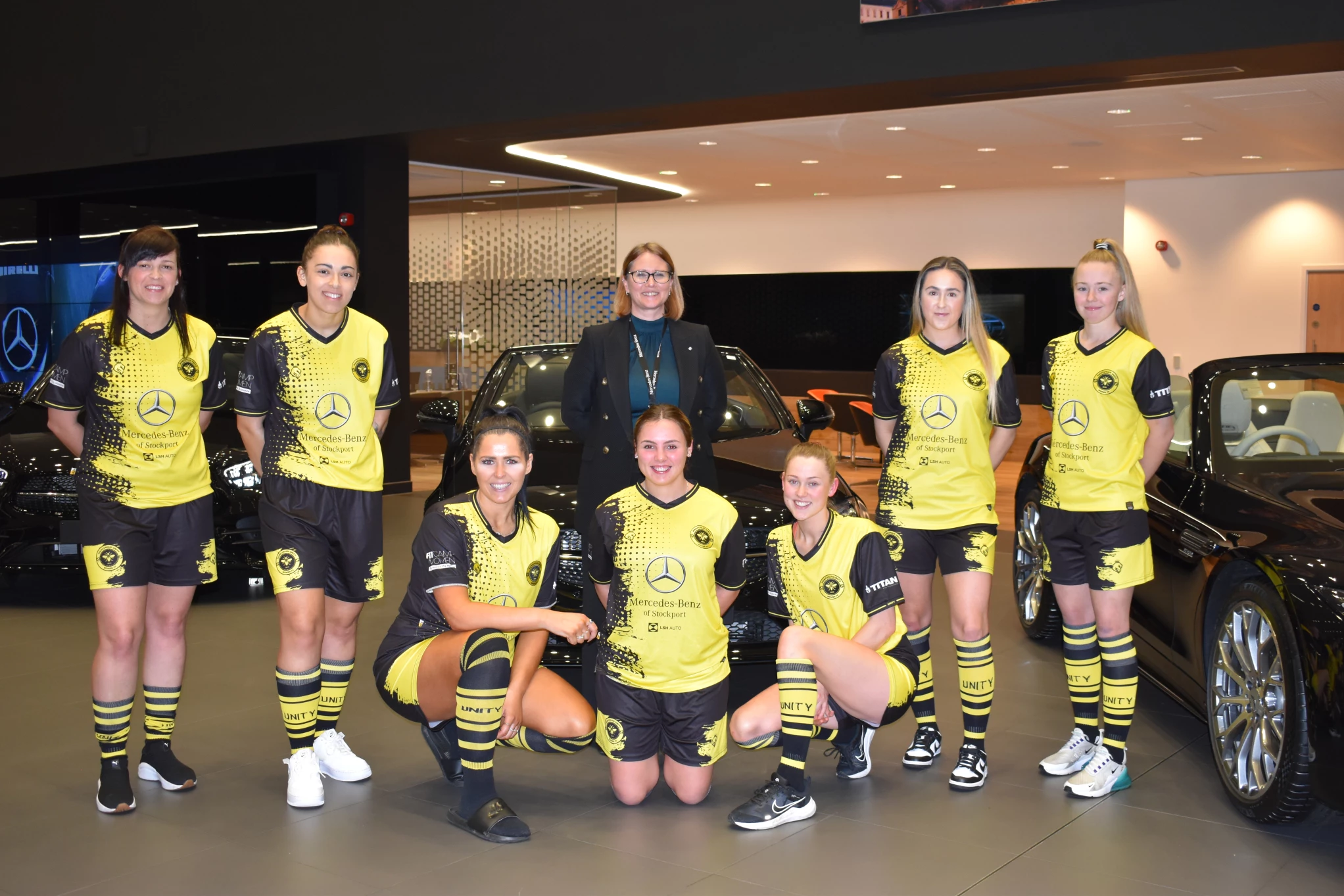 Mancunian Unity Women FC and Tracy Ellam at Mercedes-Benz of Stockport