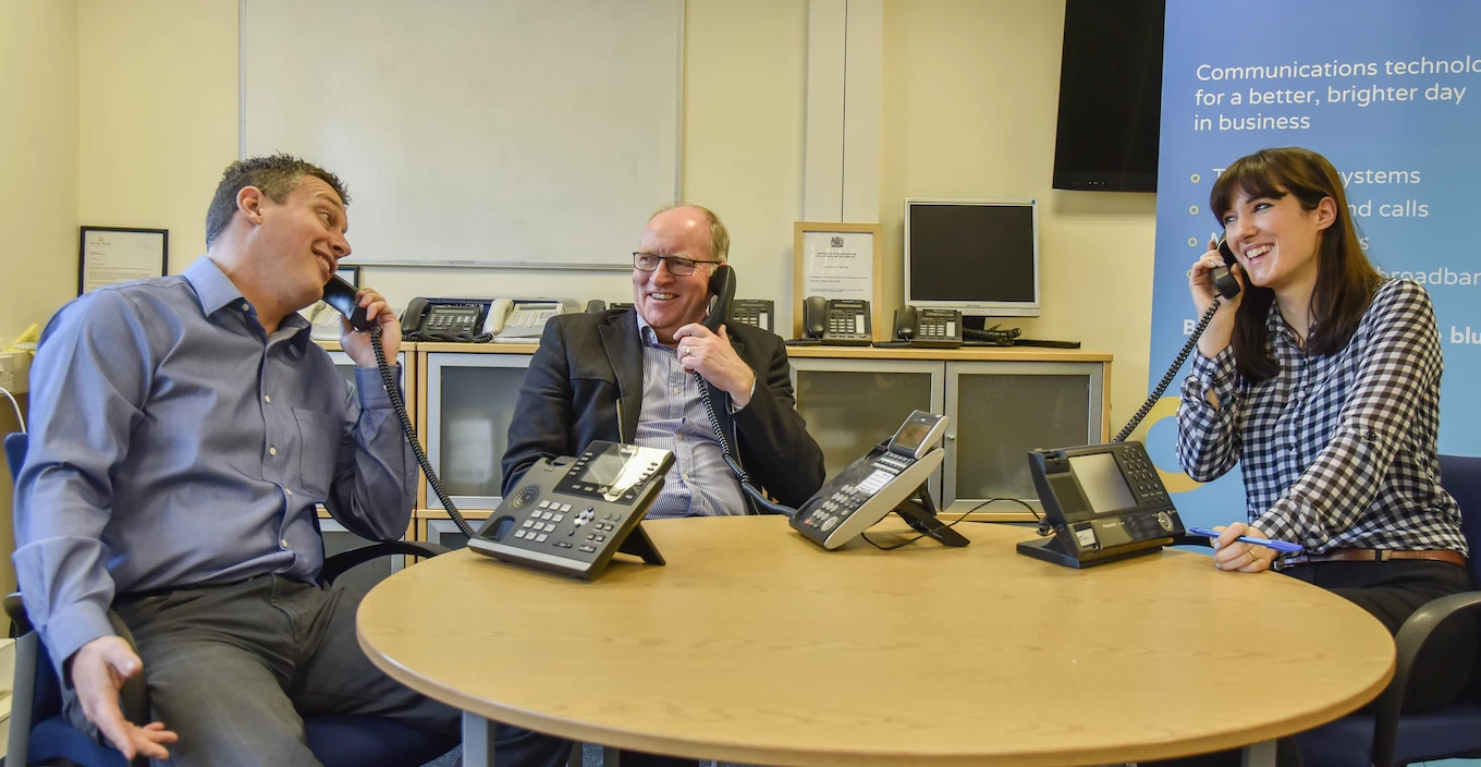 Geoff Seymour, centre, with the Bluu Sky team