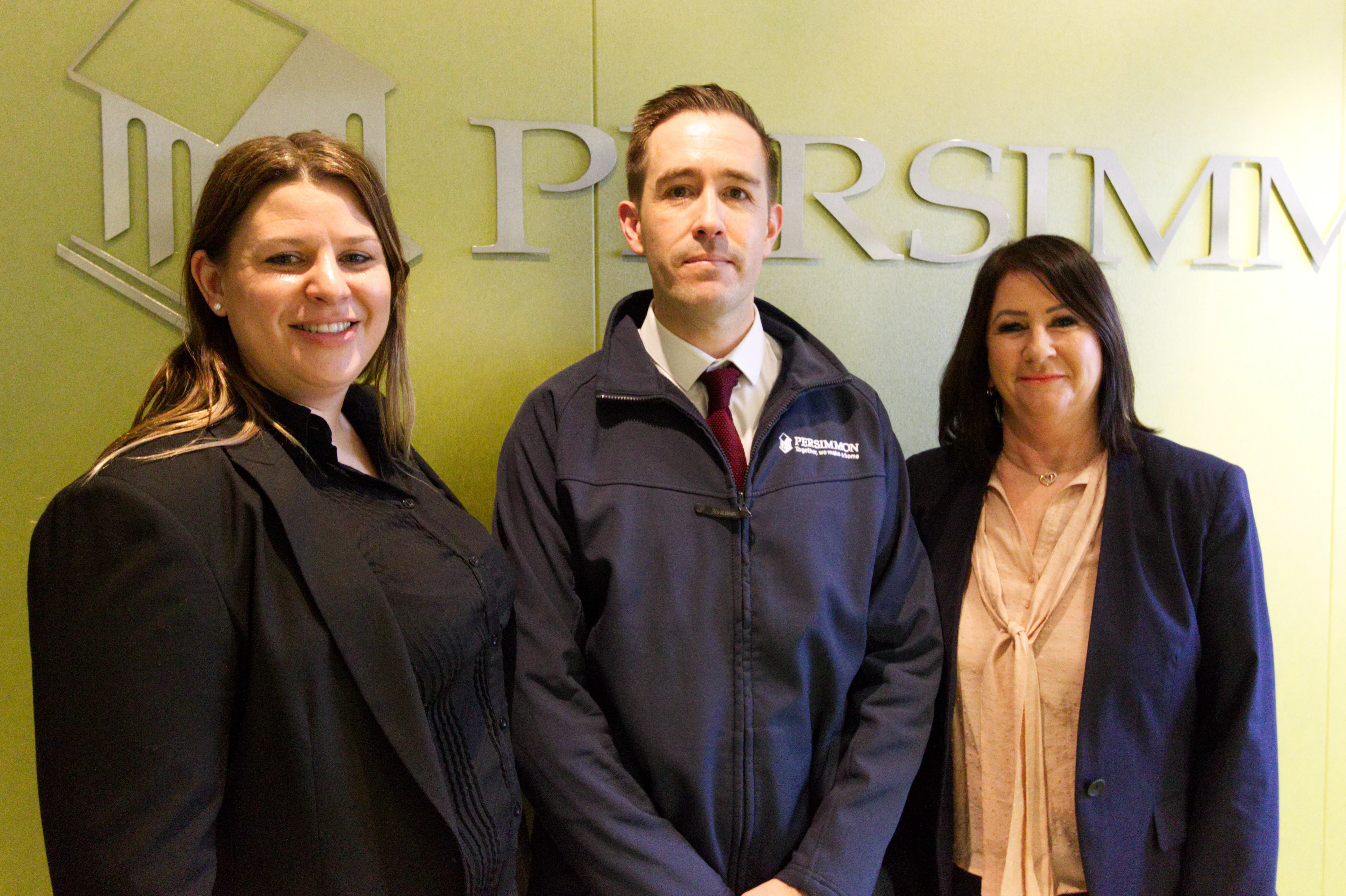 Amanda Rogers, new Head of Sales for Persimmon Homes West Midlands, with Senior Sales Manager David Greengrass and Sales Manager Mary Birkinshaw