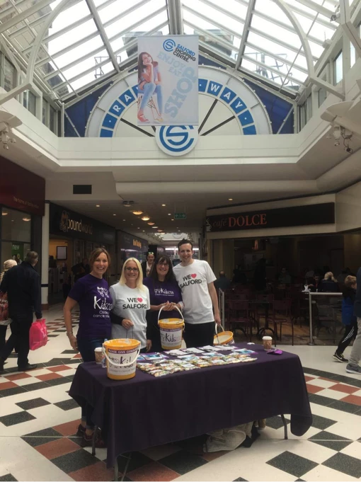 Volunteers from Kidscan raised over £500 at Salford Shopping Centre