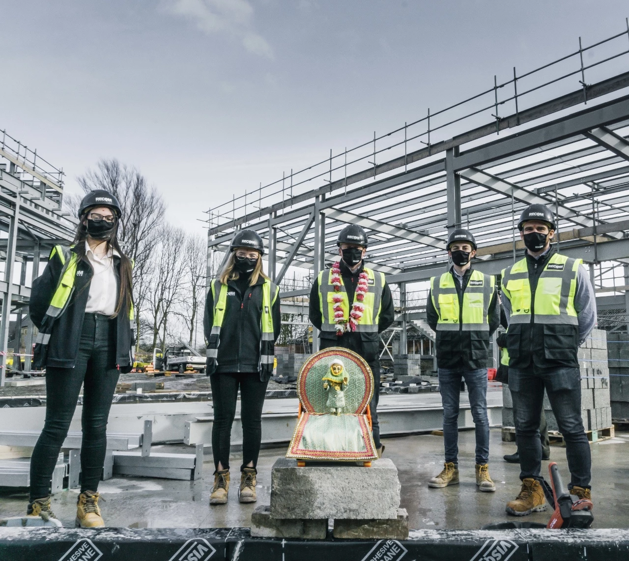 Recom Solutions staff at the site of the new Hindu Temple in Oldham