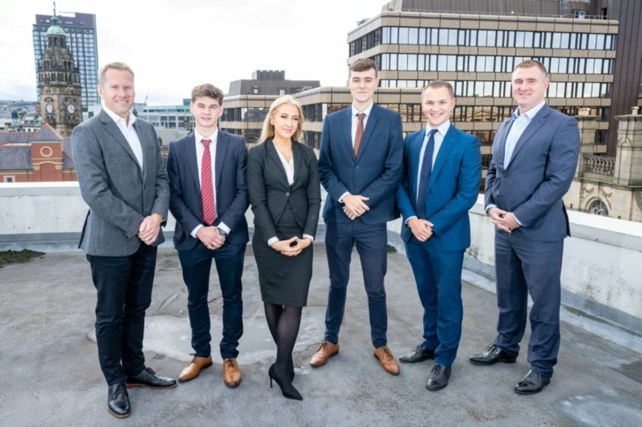 Photographed from left to right are: Toby Vernon, Alfie Broughton, Chloe, Charlie, Max Pickering and Roger Haworth.  