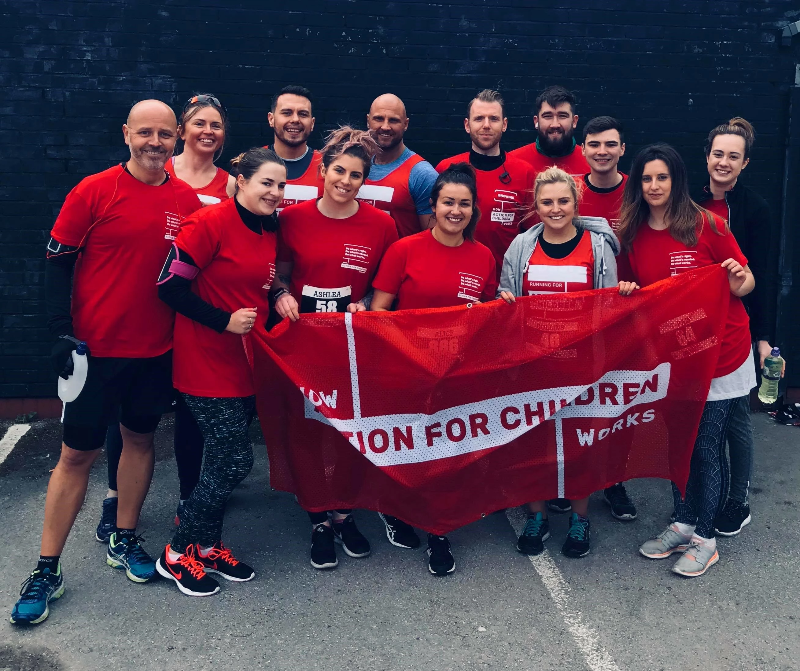 Hays staff race for Action for Children: Jeff Taylor, Karen Young, Kirsty Nelhams, Daryl Hodgson, Ashlea Harwood, Jamie Holroyd, Alice Lamb, Neil McGregor, Megan Collins, Bradley Davies, Chris Owens, Tanya Parry and Helen Thompson