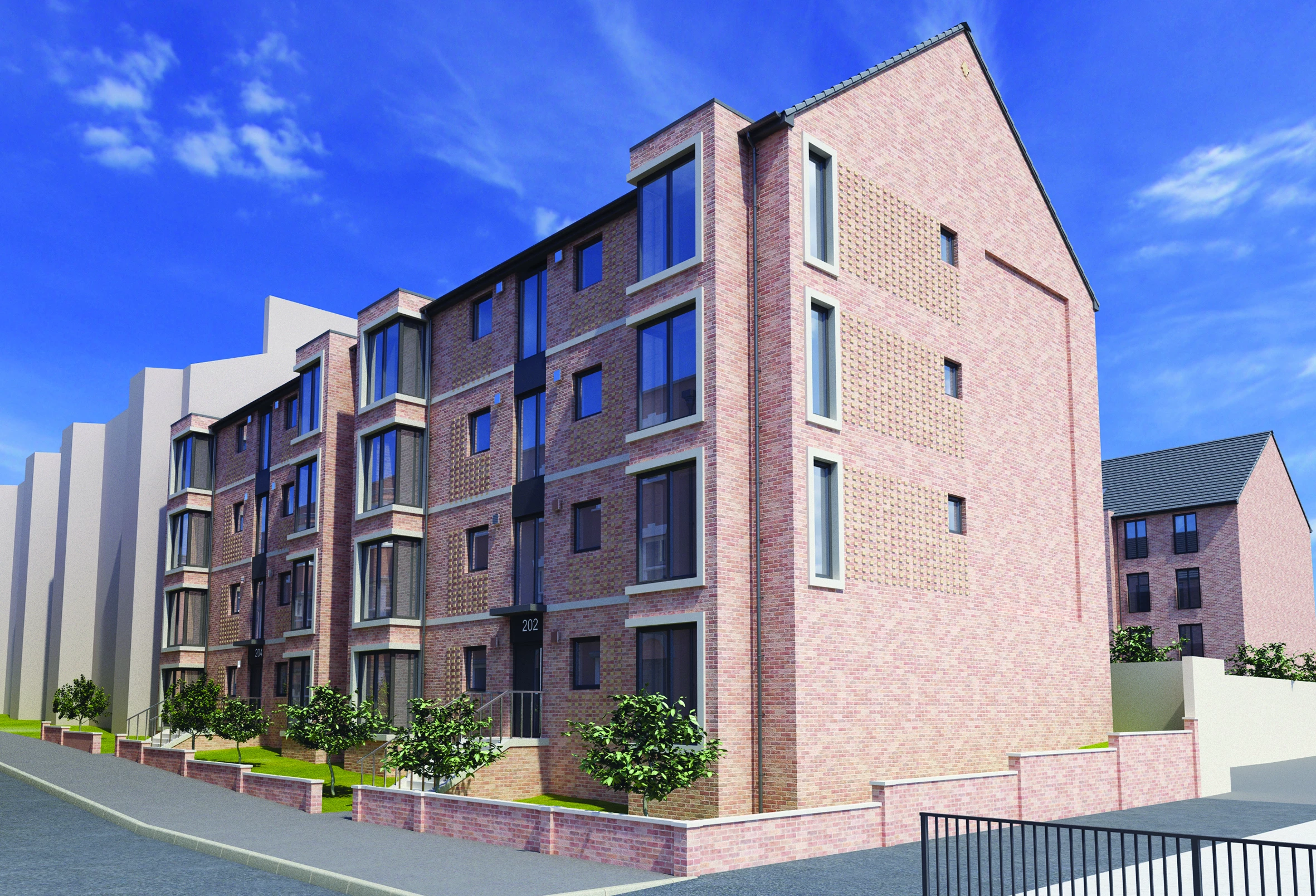 CGI of the new Dennistoun flats.