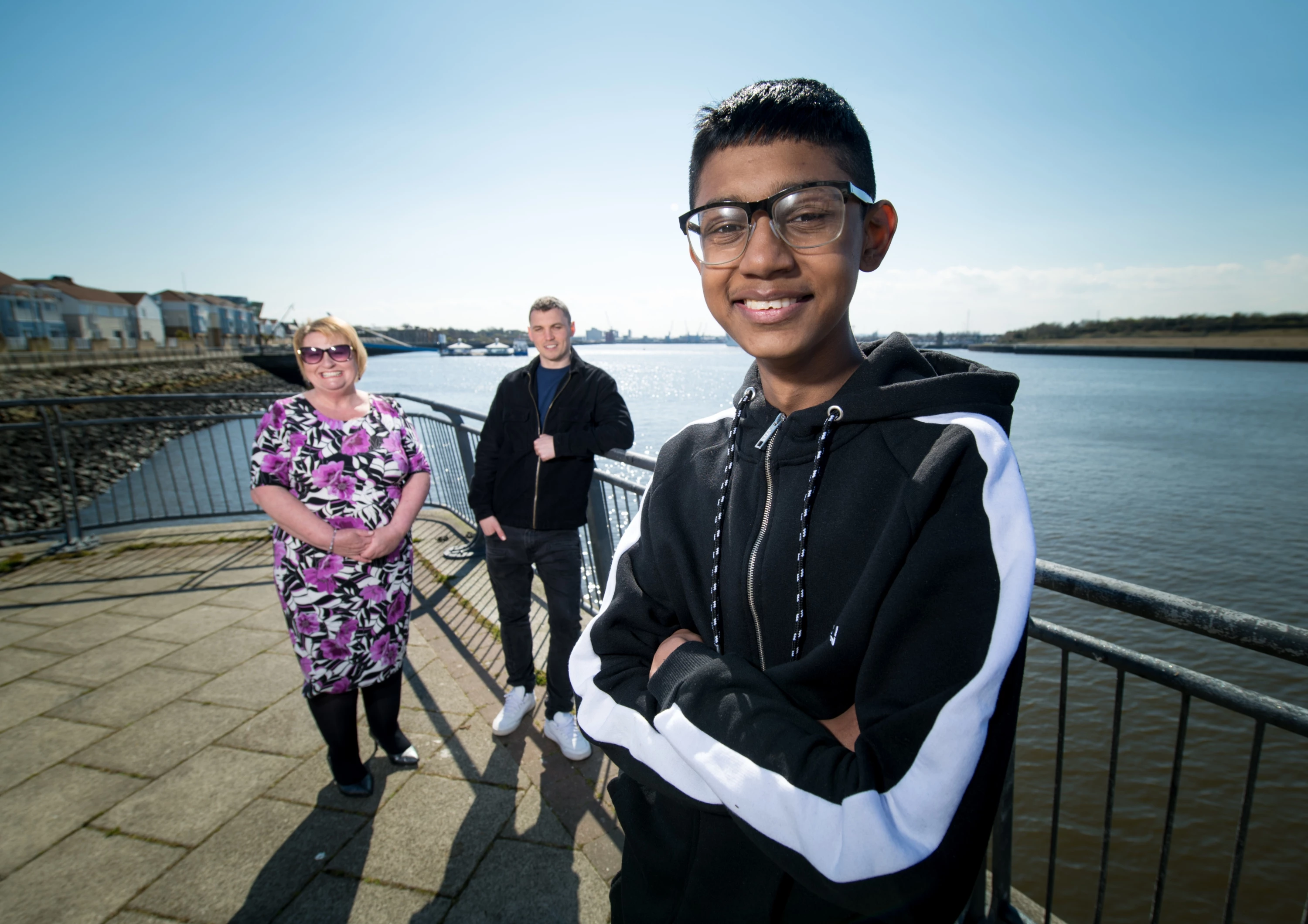 Lynne Yousef, founder of Escape Interventions with Daniel Amess (Activity Worker) and Saheb (front).