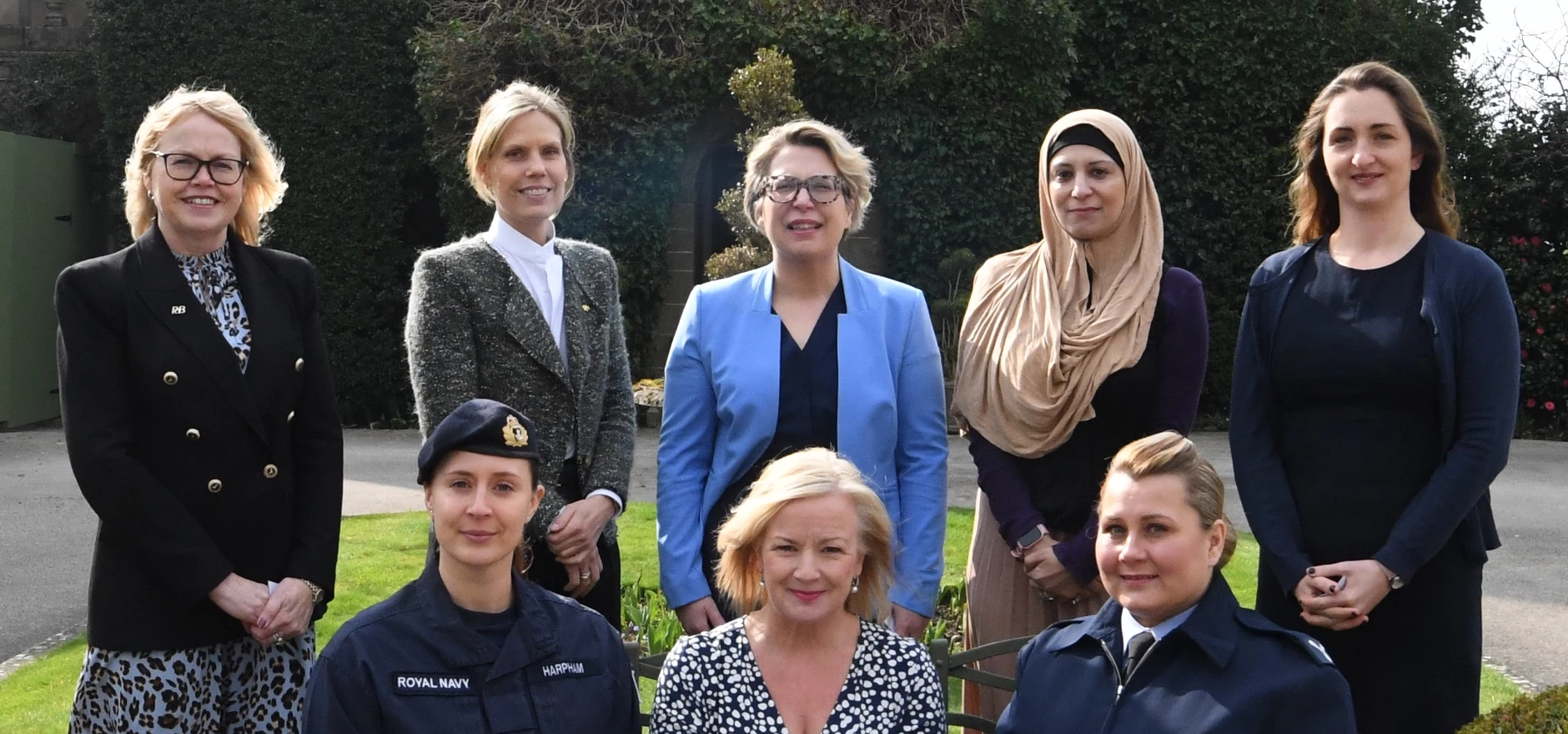 (back row l-r) Suzanne Draper, Josefine Blomqvist, Keely Hancox, Siamha Butt and Cat Suckling, with (front row l-r) SLt Laura Harpham, Hazel Pilling and Anna Zebrowska.