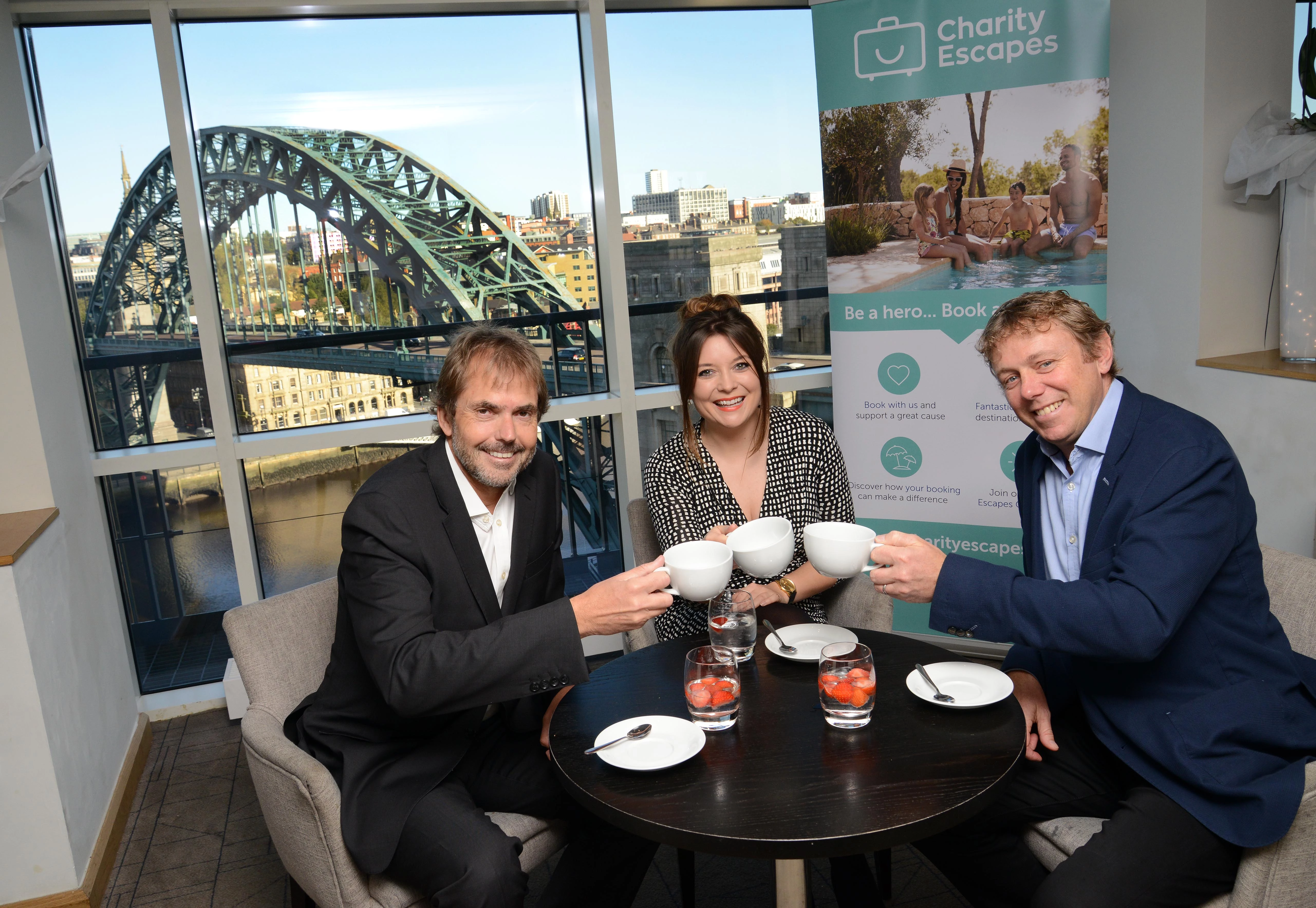 (L to R) Jeremy Middleton, Carly Sells and Rick McCordall in the executive suite of Hilton Newcastle Gateshead