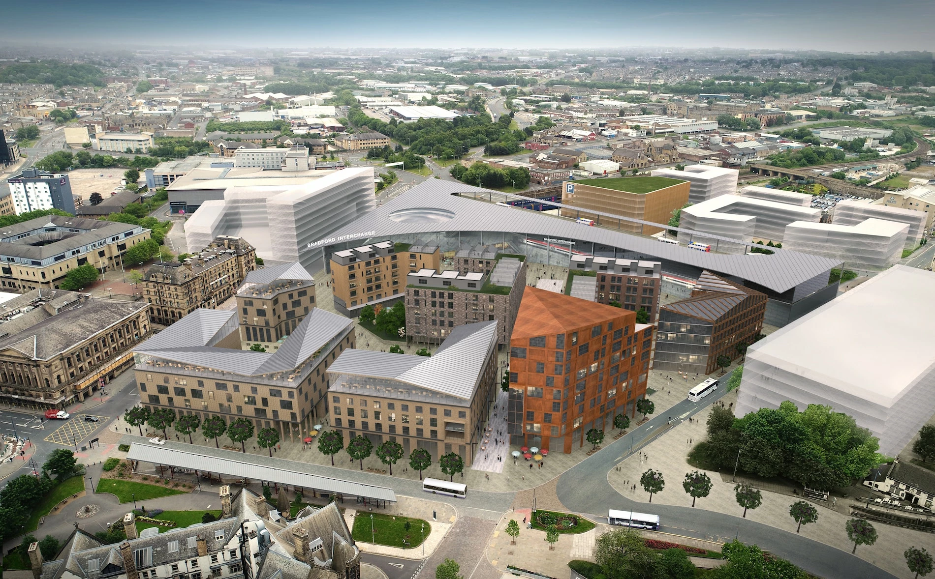 shows the vision for how a transformed Bradford Interchange could support regeneration of the city centre