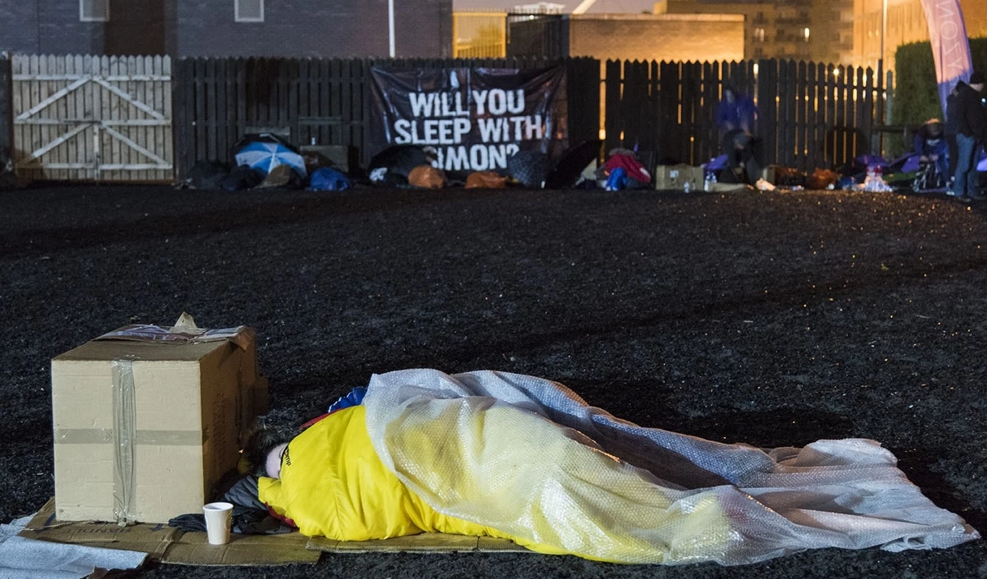 S Harrison sleeps on the streets with Simon 