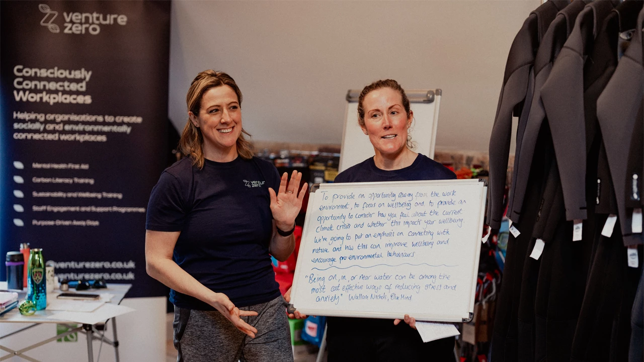 Co-Founders of Venture Zero, Clare Blunt (left) and Claire Thew (right) delivering a session on eco-anxiety