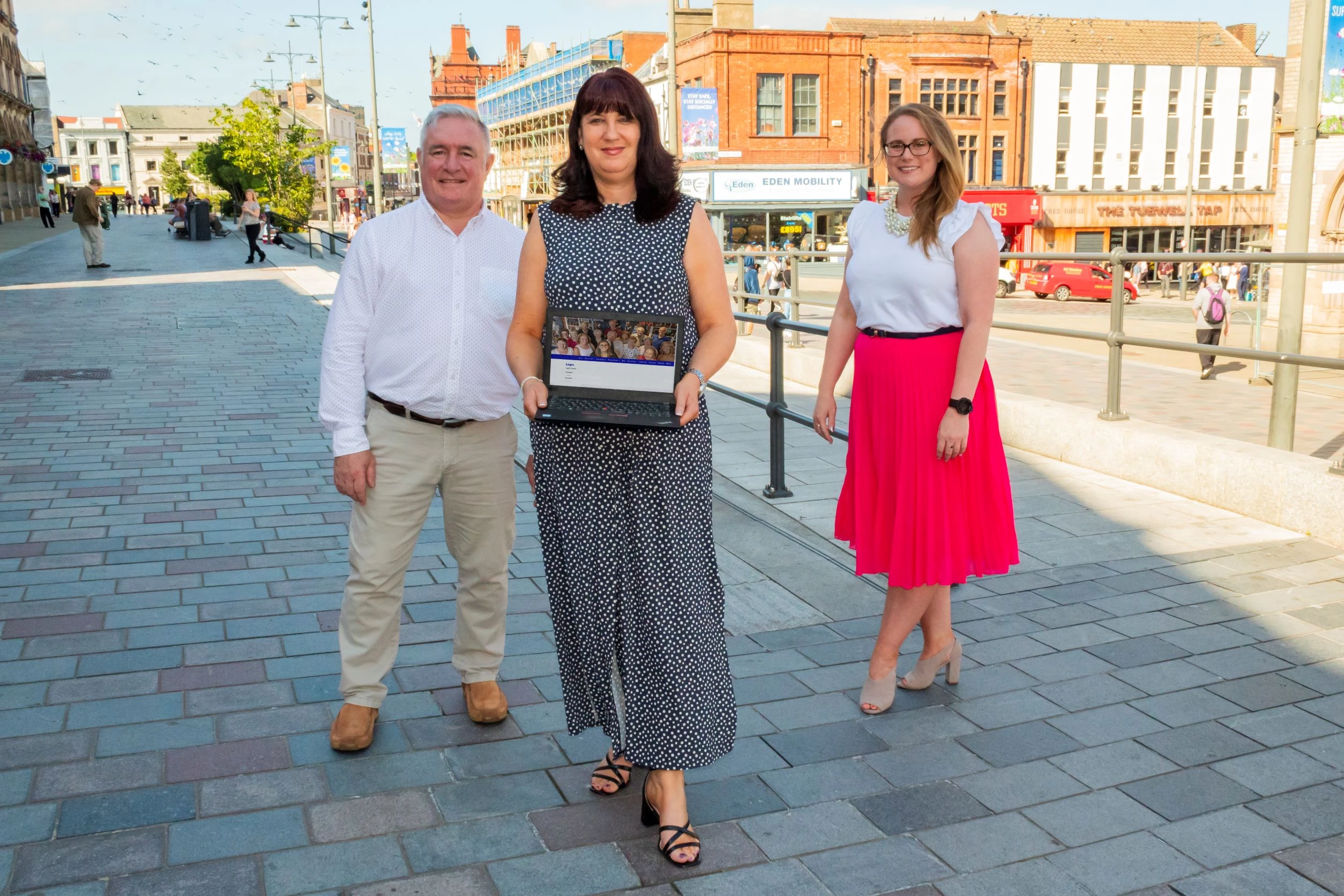 (L-R) Darlington Cares director Seth Pearson, Chair of Darlington Cares Angela Howey and, Jenn Brown of Harvey & Hugo 