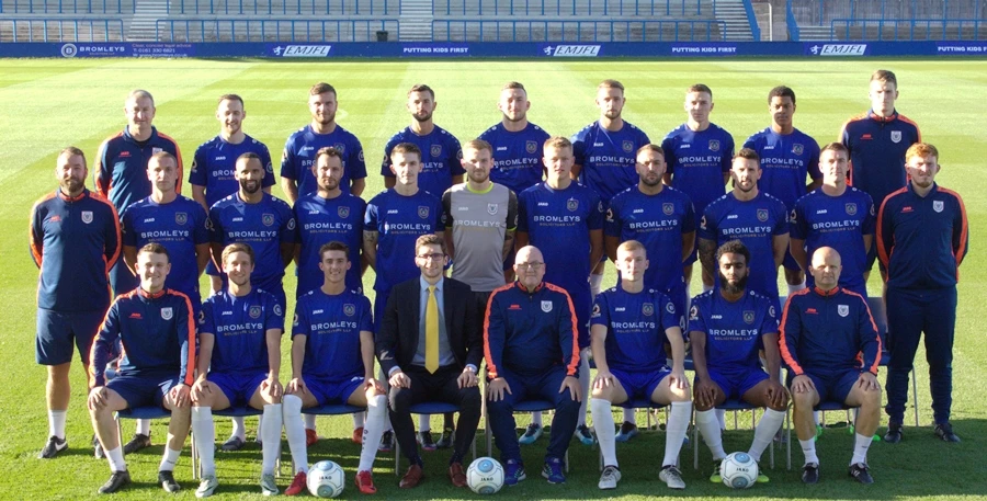 Paul Westwell of Bromleys with the Curzon Ashton squad