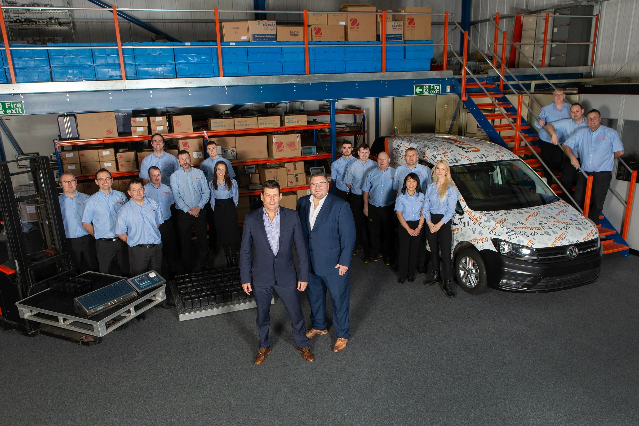 Front, left to right: Justin Welton (Managing Director) and Daniel Egan-Sheath (Finance and Operations Director) with the Northern Balance team at their new Team Valley HQ