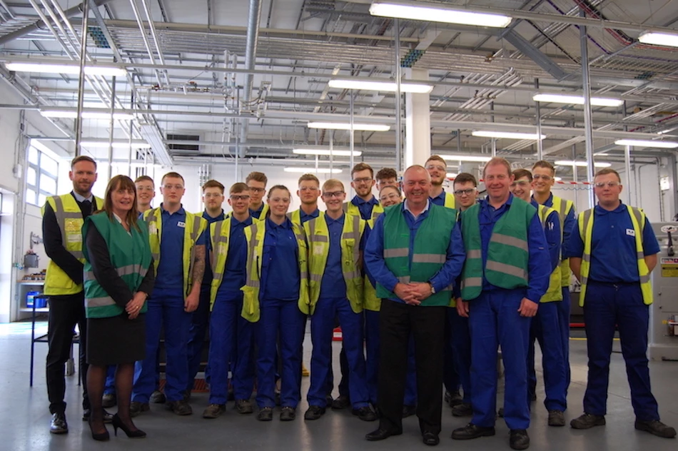 Apprentices with representatives from Unipres and Hartlepool College of Further Education