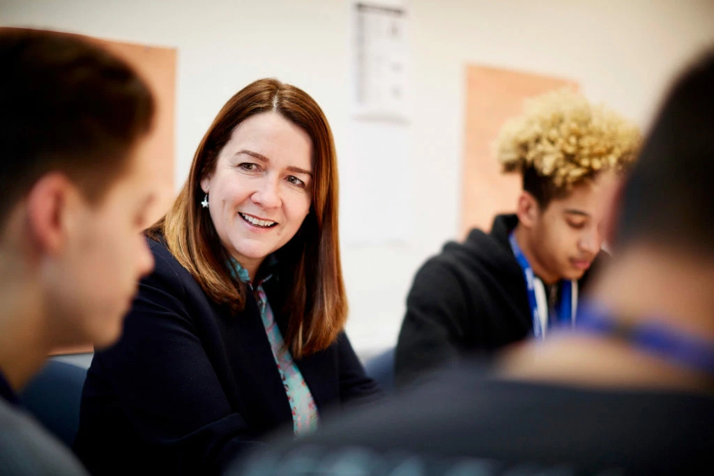 Education Partnership North East chief executive Ellen Thinnesen with college students