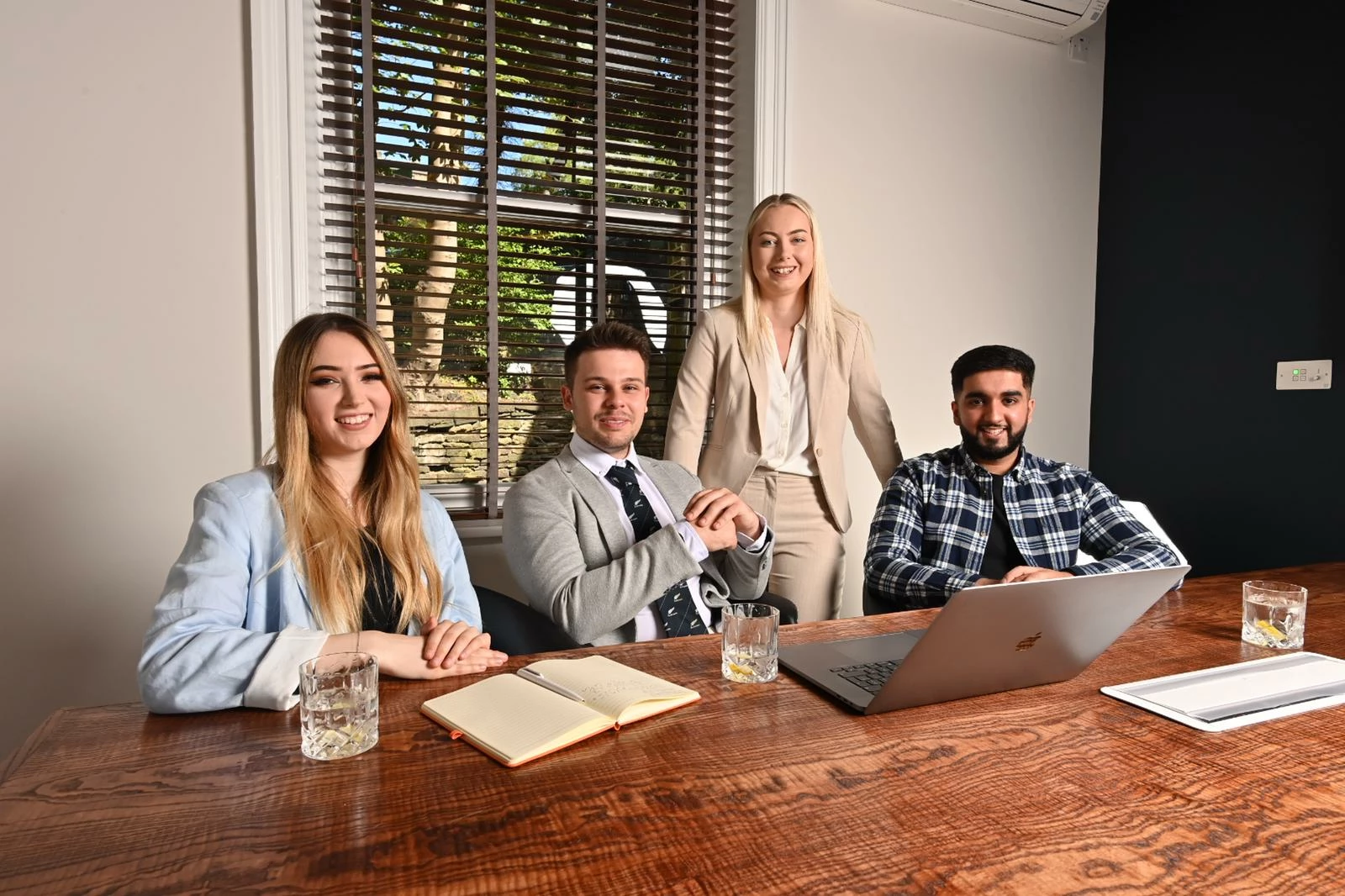 Left to right - Anna Coleman (social media exec) Harry Howells (media buyer) Melissa Roberts (managing director) Mohammed Sufyaan (web developer)