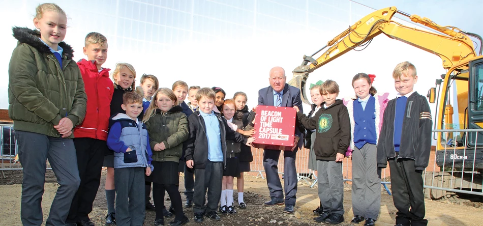 Sir Bob Murray CBE with children from Southwick Primary