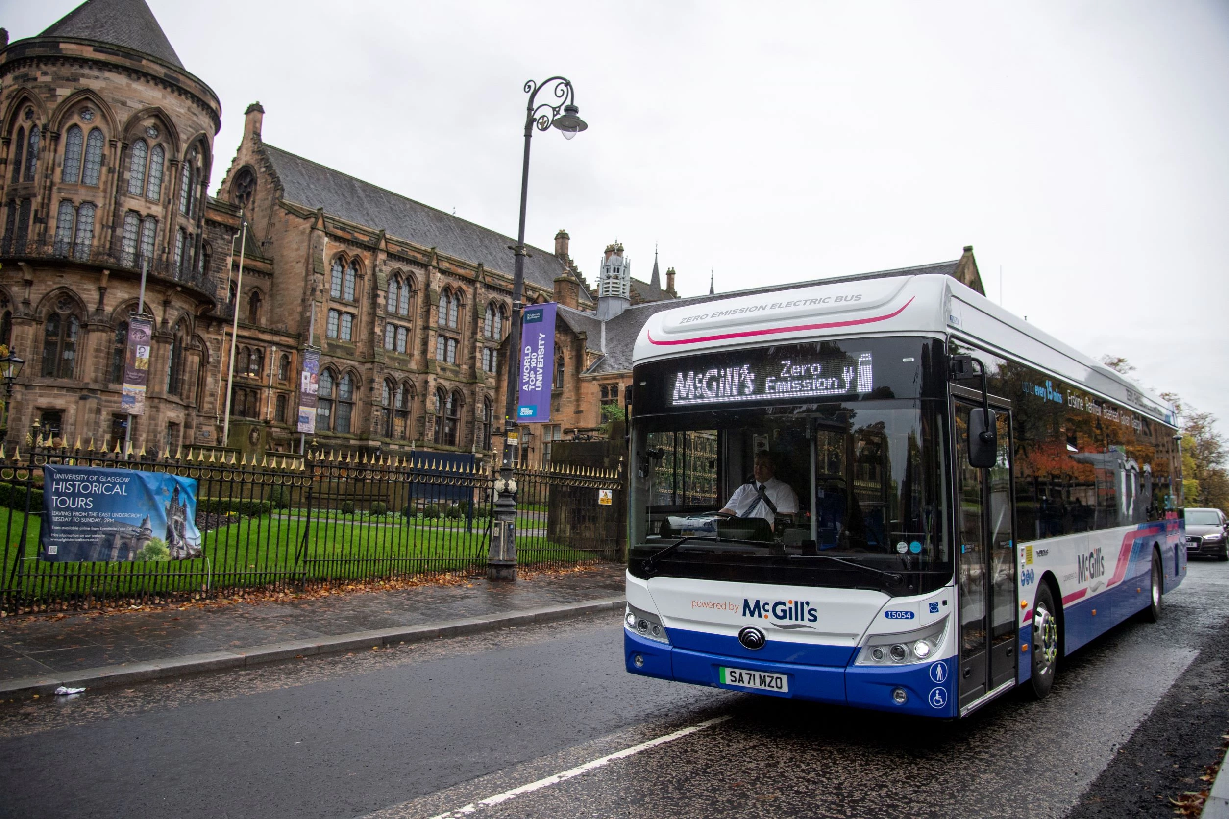 The zero emission electric Pelican Yutong buses in Glasgow