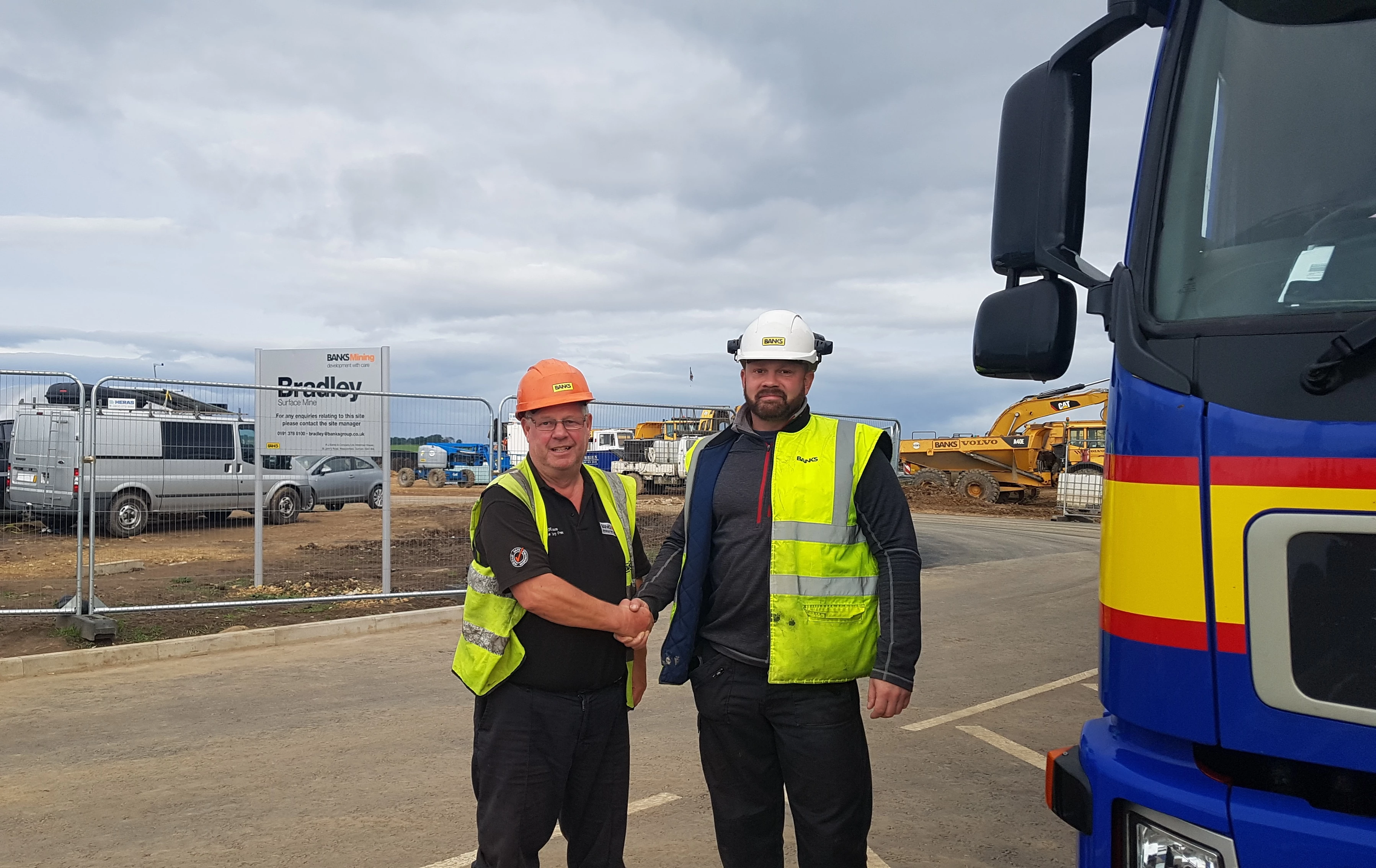 Bradley site manager Jamie Drysdale (left) with HGV operator Ian Raine