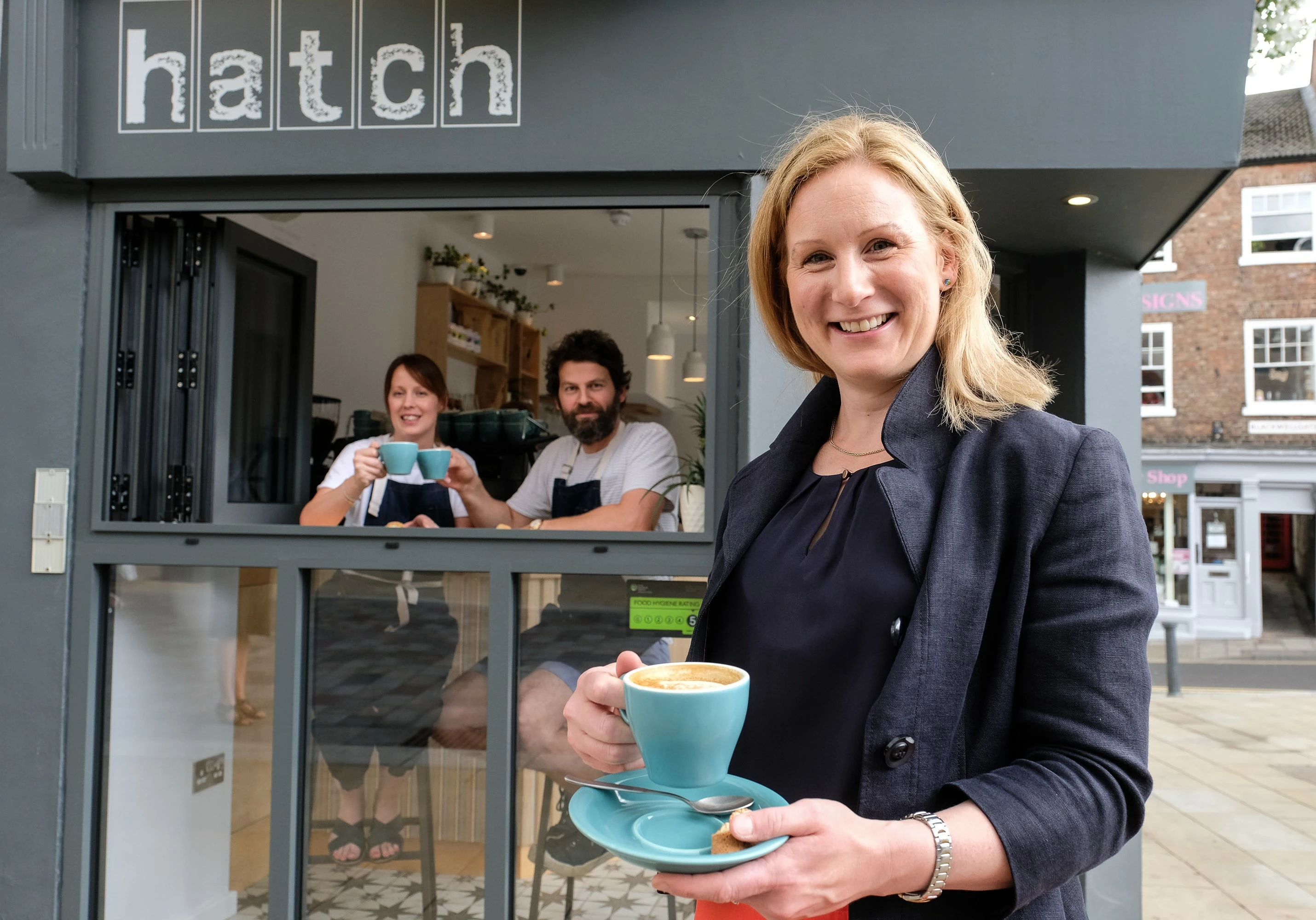 Rosanne Tweddle of Latimer Hinks pictured with Jasmin and Phil Robson of Hatch