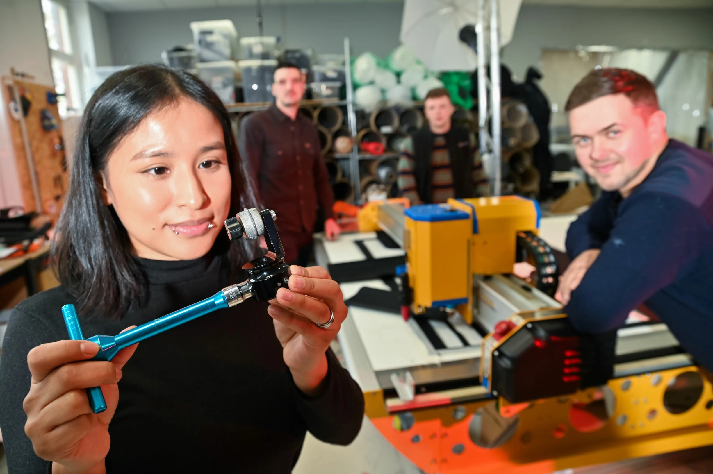 Young Restrap employees (from left) Claudia Ormerod (23), Danny Lane (29) and Harley Krushell (23), with MD Nathan Hughes (right)