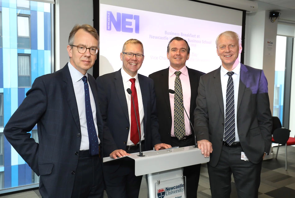 L-R: Adrian Waddell, (NE1 Ltd), Cllr Nick Forbes (Newcastle City Council), Adam Serfontein (NE1) and Prof. Chris Day (Newcastle University)