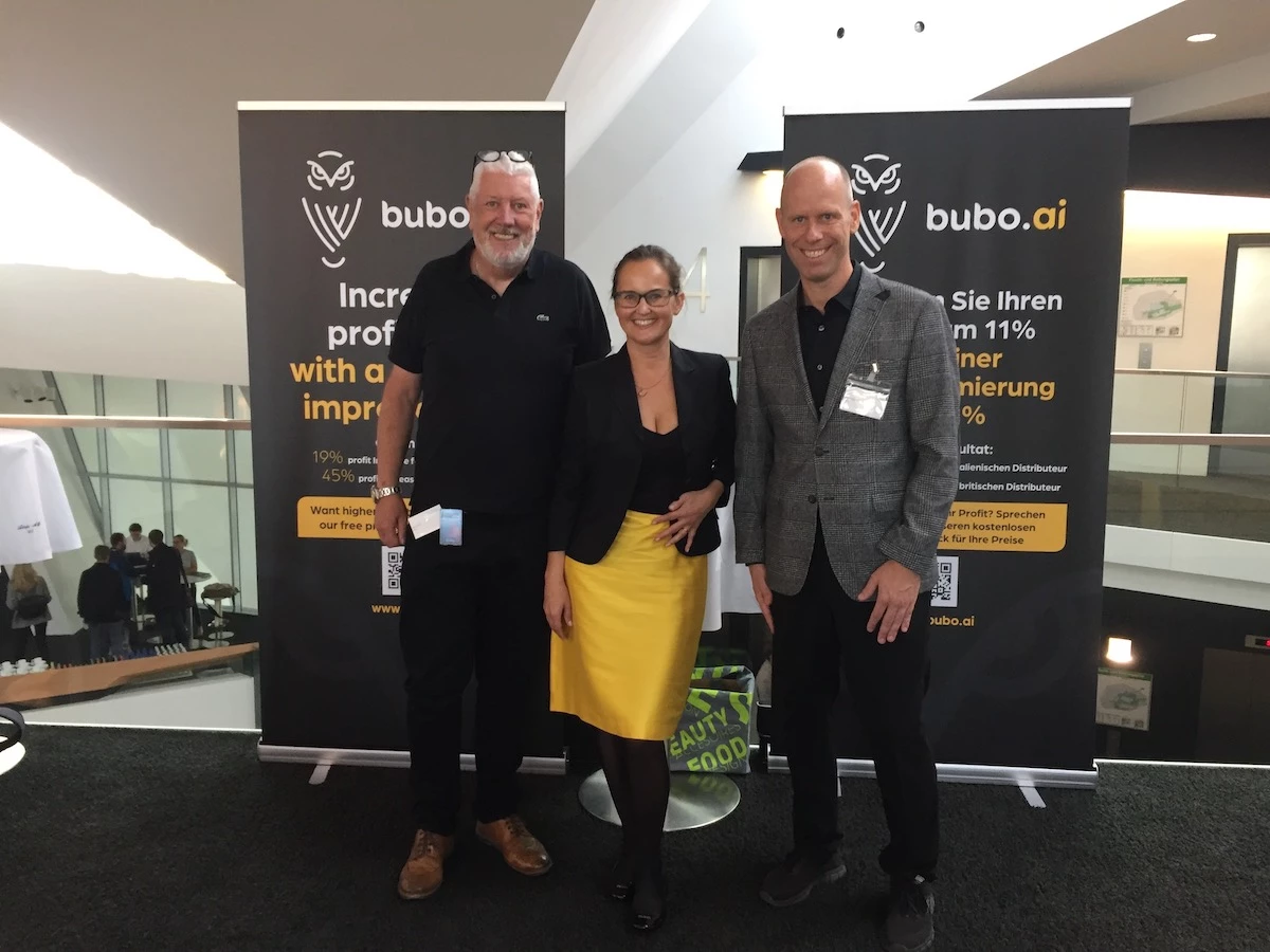 Bubo.AI team in Munich: Alan (CEO), Carmen (DACH Country Manager), Magnus (Nordics Country Manager)