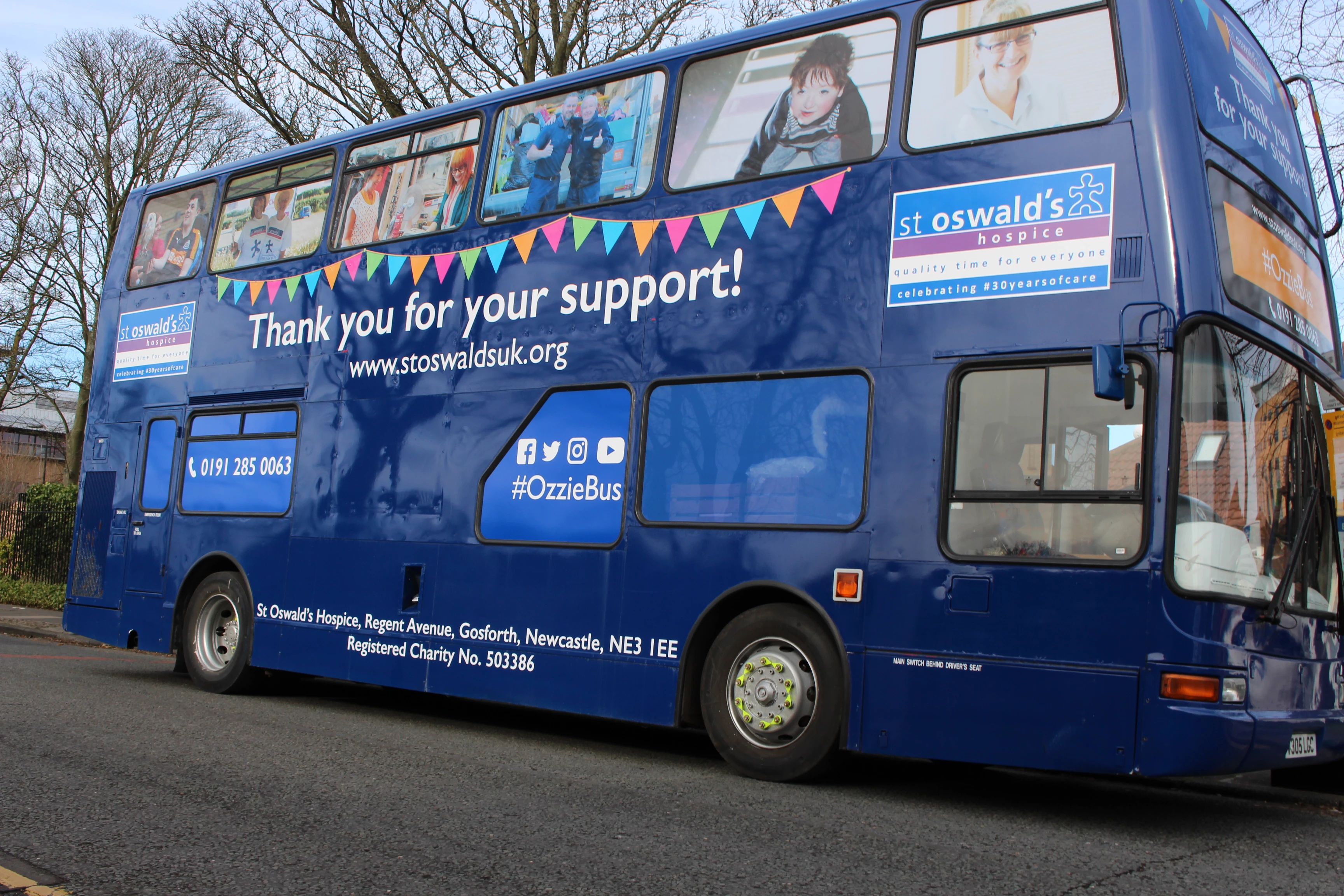 St Oswald's Hospice Newcastle launches brand new charity bus titled 'Ozzie Bus' as part of their Random Acts of Kindess celebrations