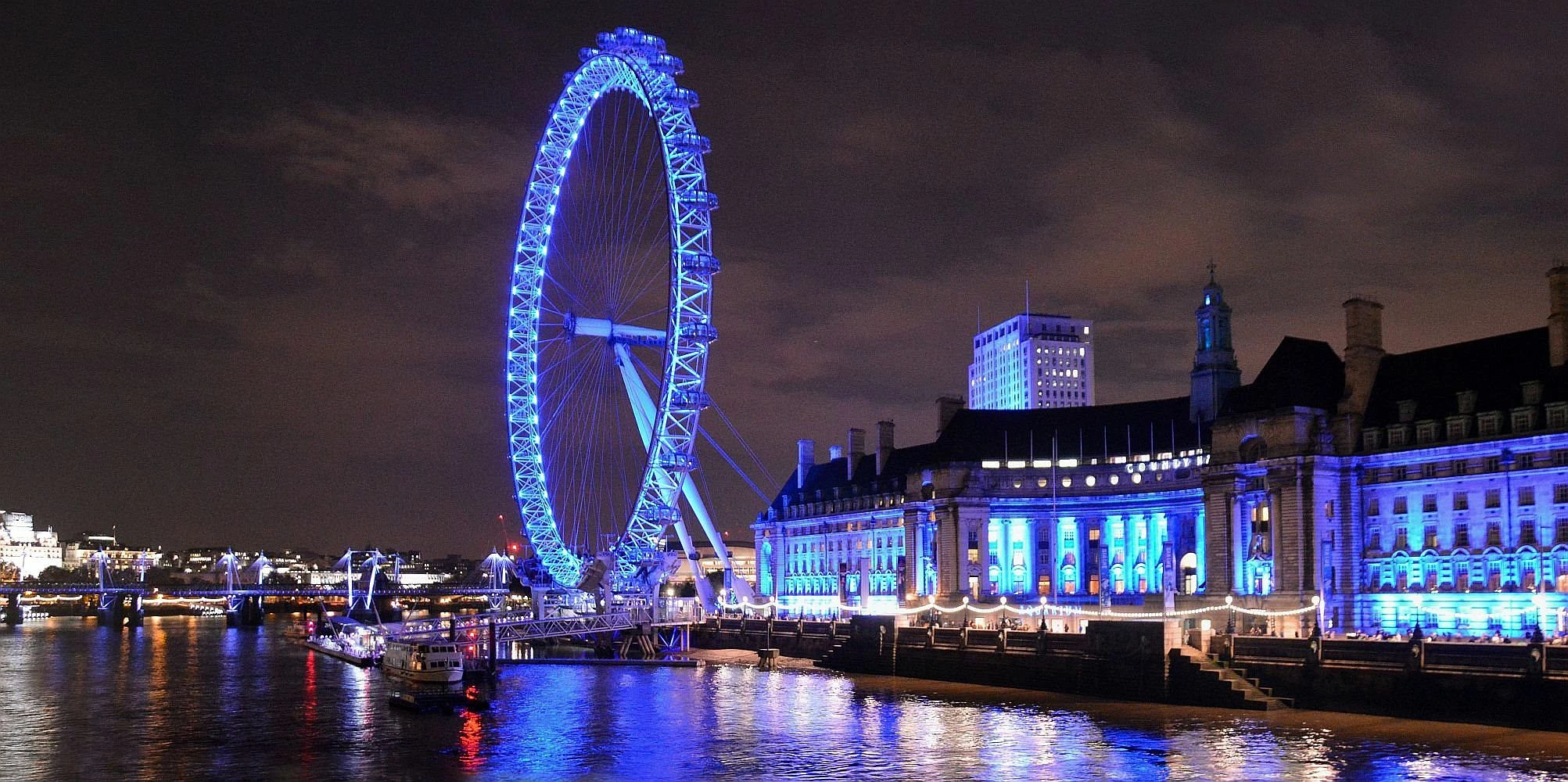 London Skyline 19, County Hall &The London eye.  Night Image. Nikon D3200-DSC_0229.