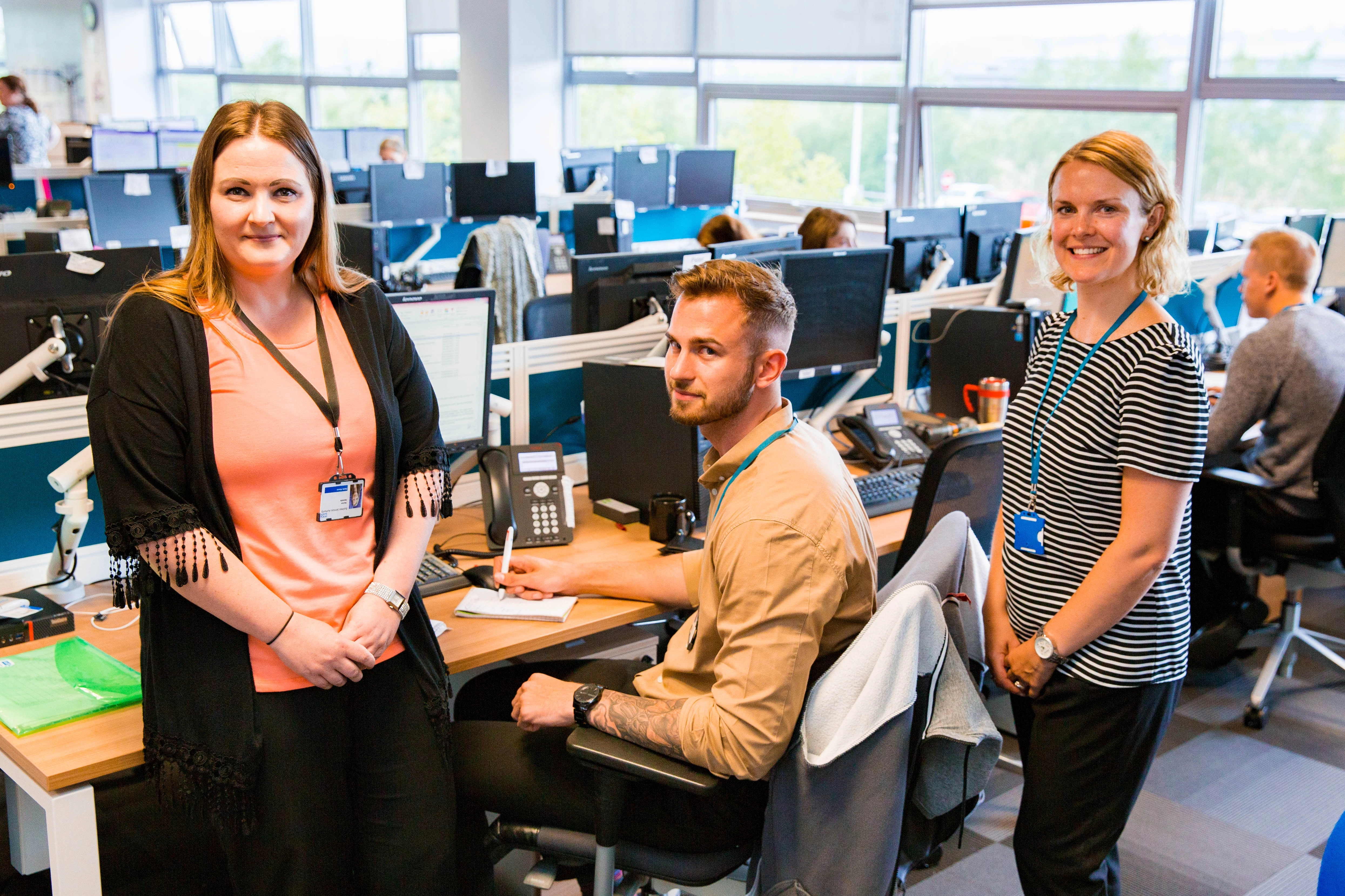 L-R Apprentices Danielle Herron Callum Cummins and Susie Lancaster NHSBSAs lead on apprenticeships