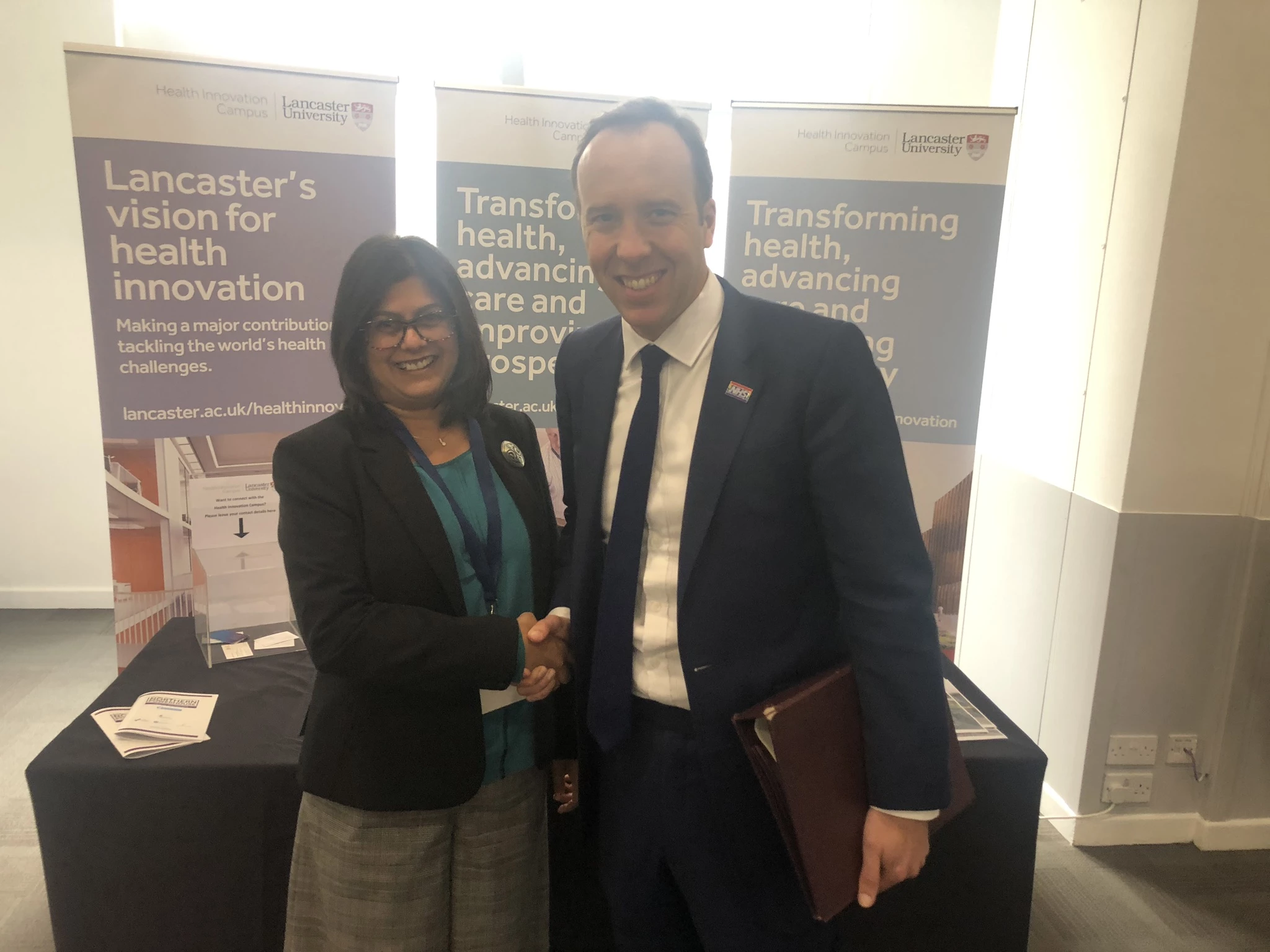 Dr Sherry Kothari with the Secretary of State for Health and Social Care, the Rt Hon Matt Hancock MP