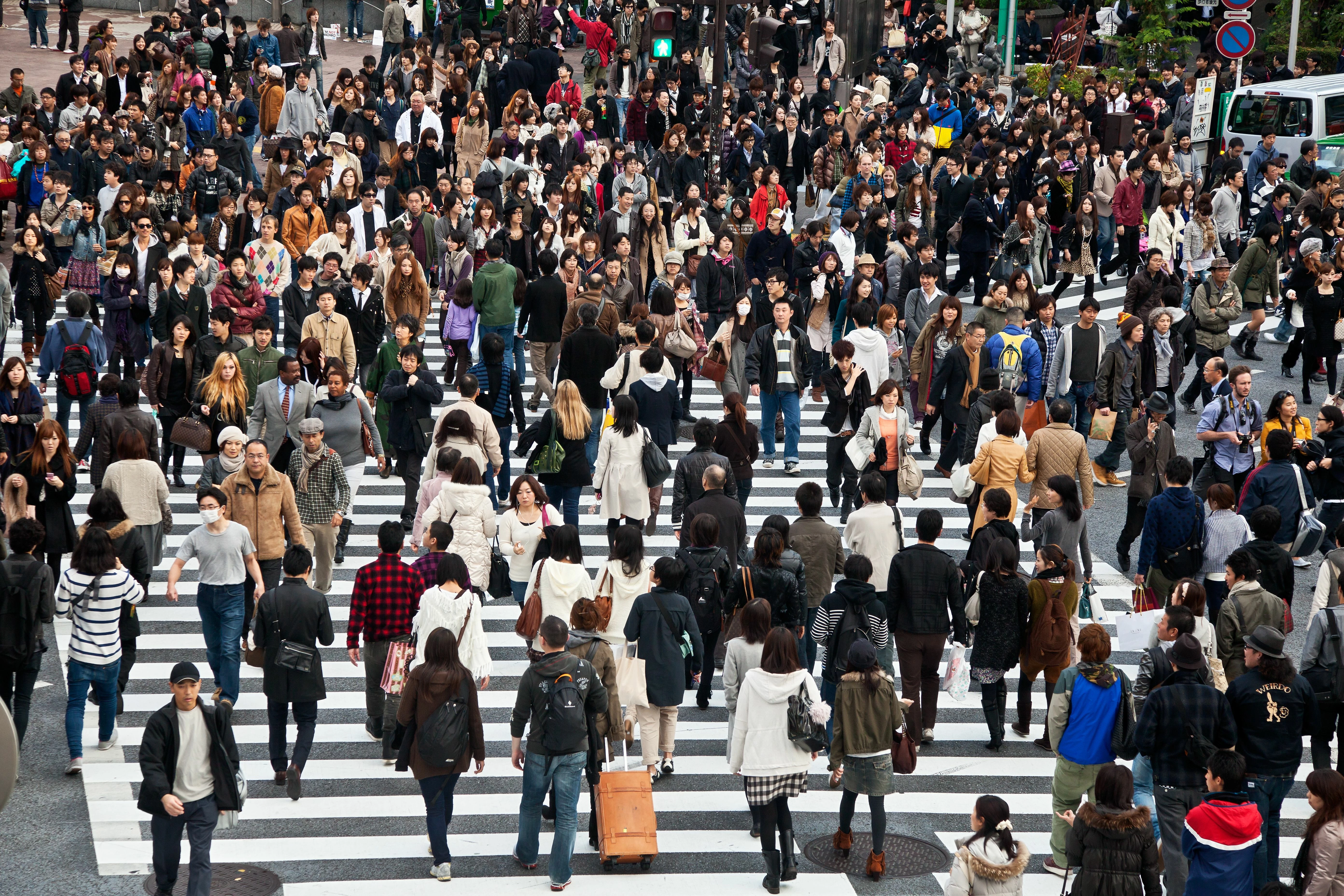 A busy city centre in Tokyo